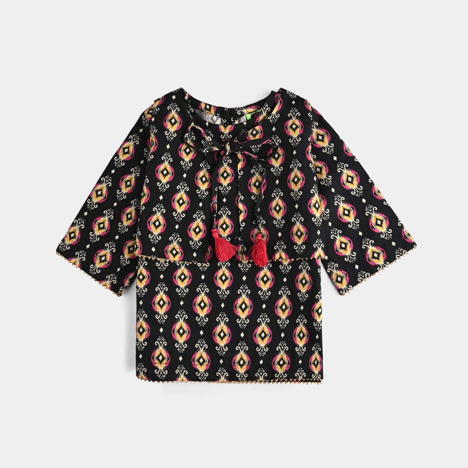 Infant Girls Cotton Poplin Printed 3 Pcs - Black - Image 2