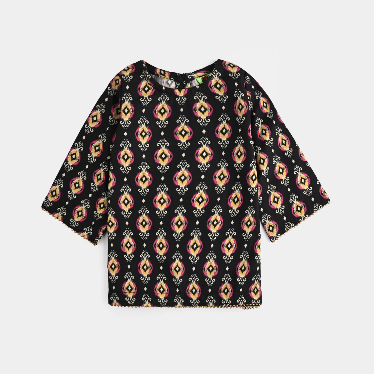 Infant Girls Cotton Poplin Printed 3 Pcs - Black - Image 3