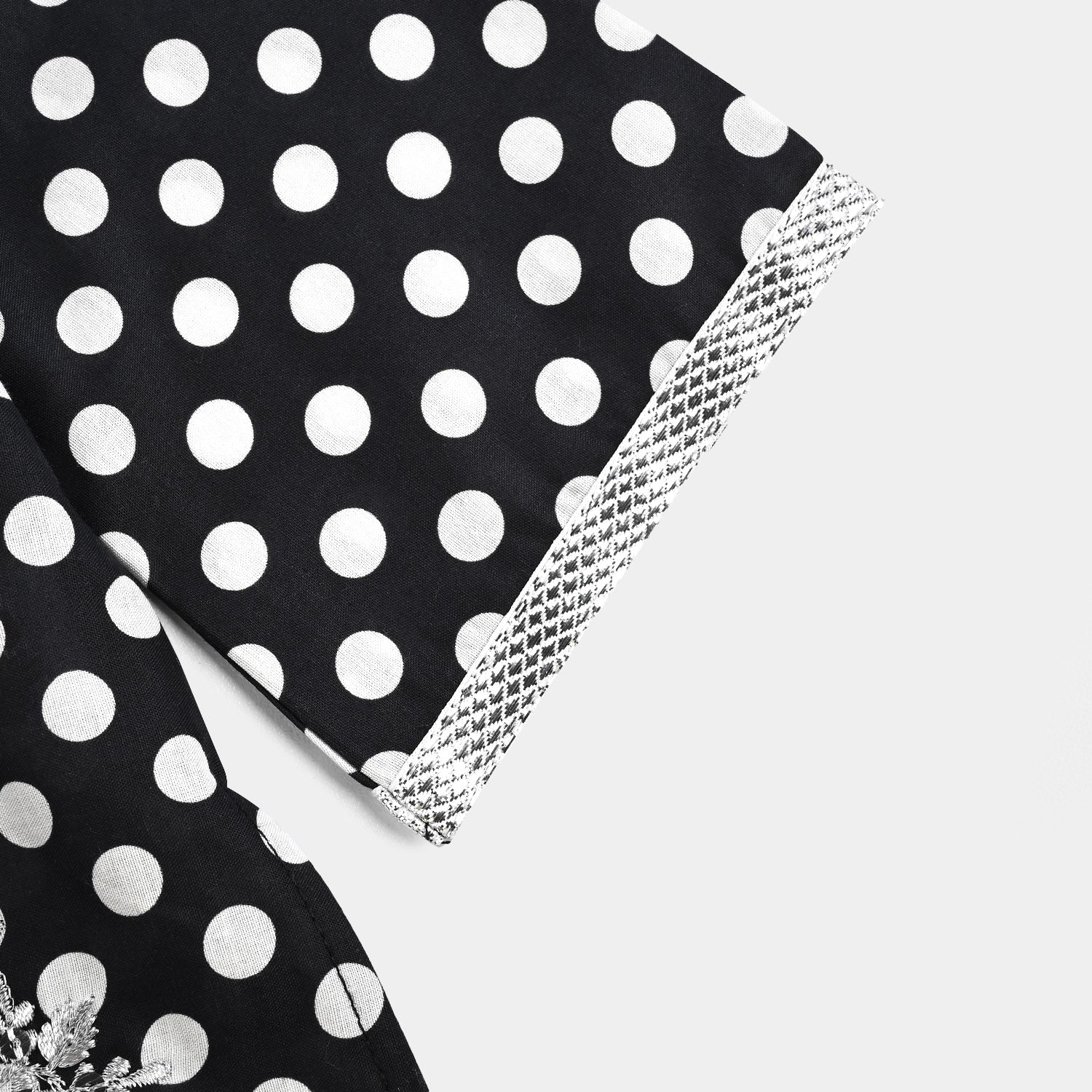 Infant Girls Cotton Poplin Printed & Emb 2 Pcs Polka Dot - BLACK - Image 4