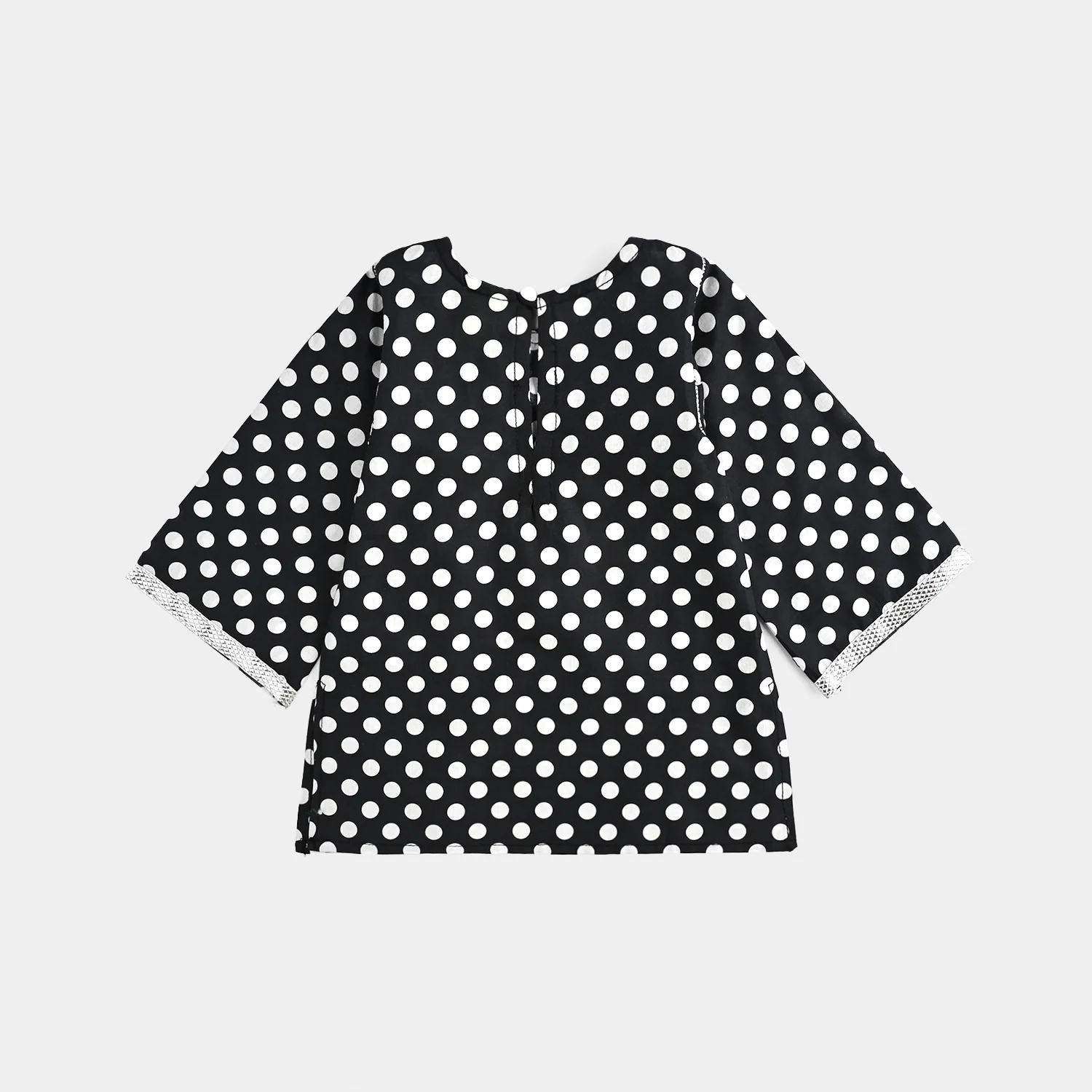 Infant Girls Cotton Poplin Printed & Emb 2 Pcs Polka Dot - BLACK - Image 5