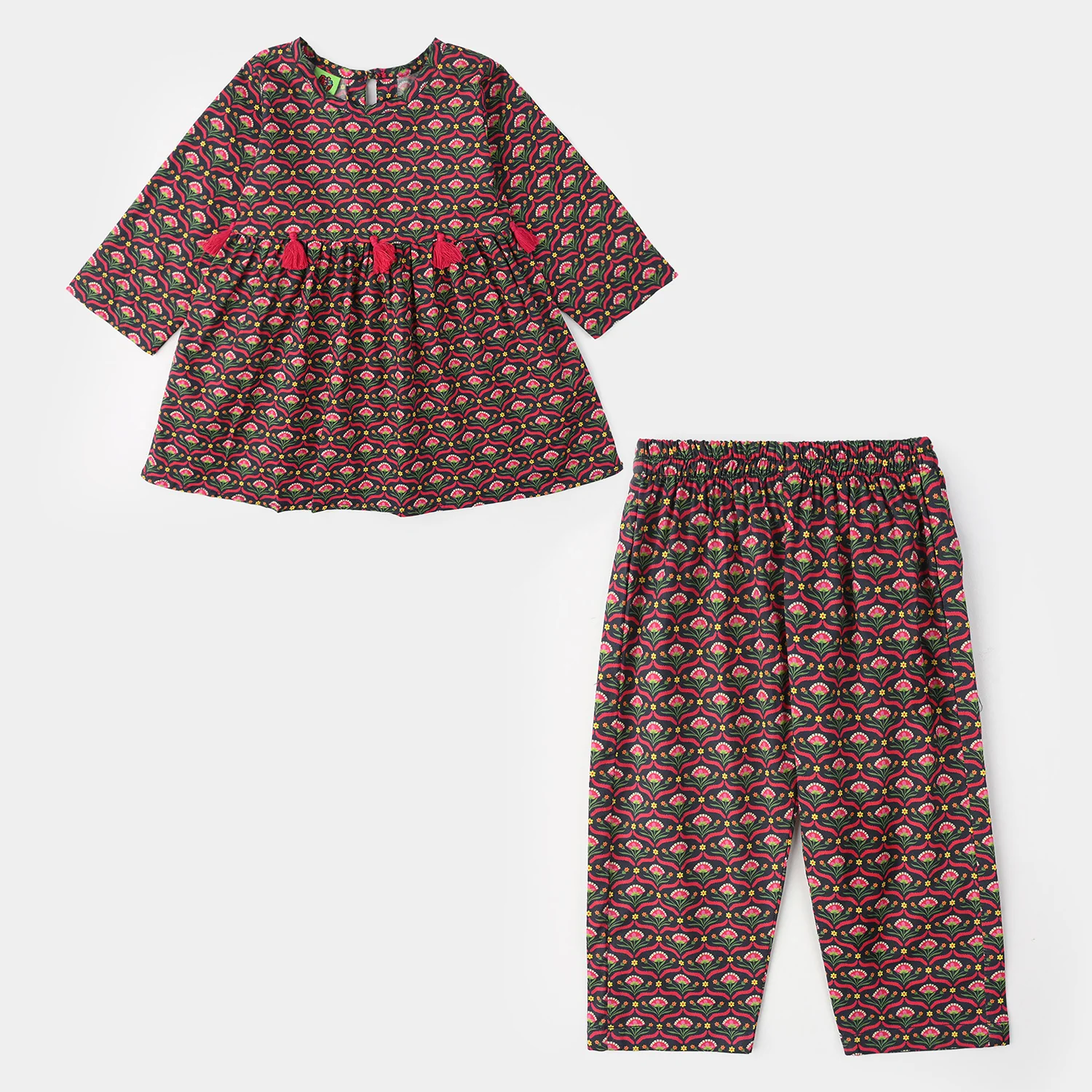 Infant Girls Cotton Printed 2-Pcs Suit - Multi - Image 4