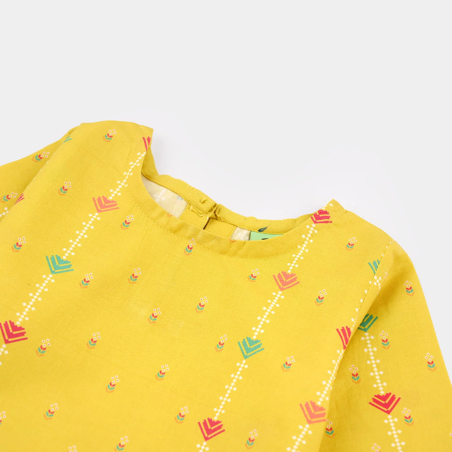 Infant Girls Cotton Printed Kurti - Yellow - Image 2