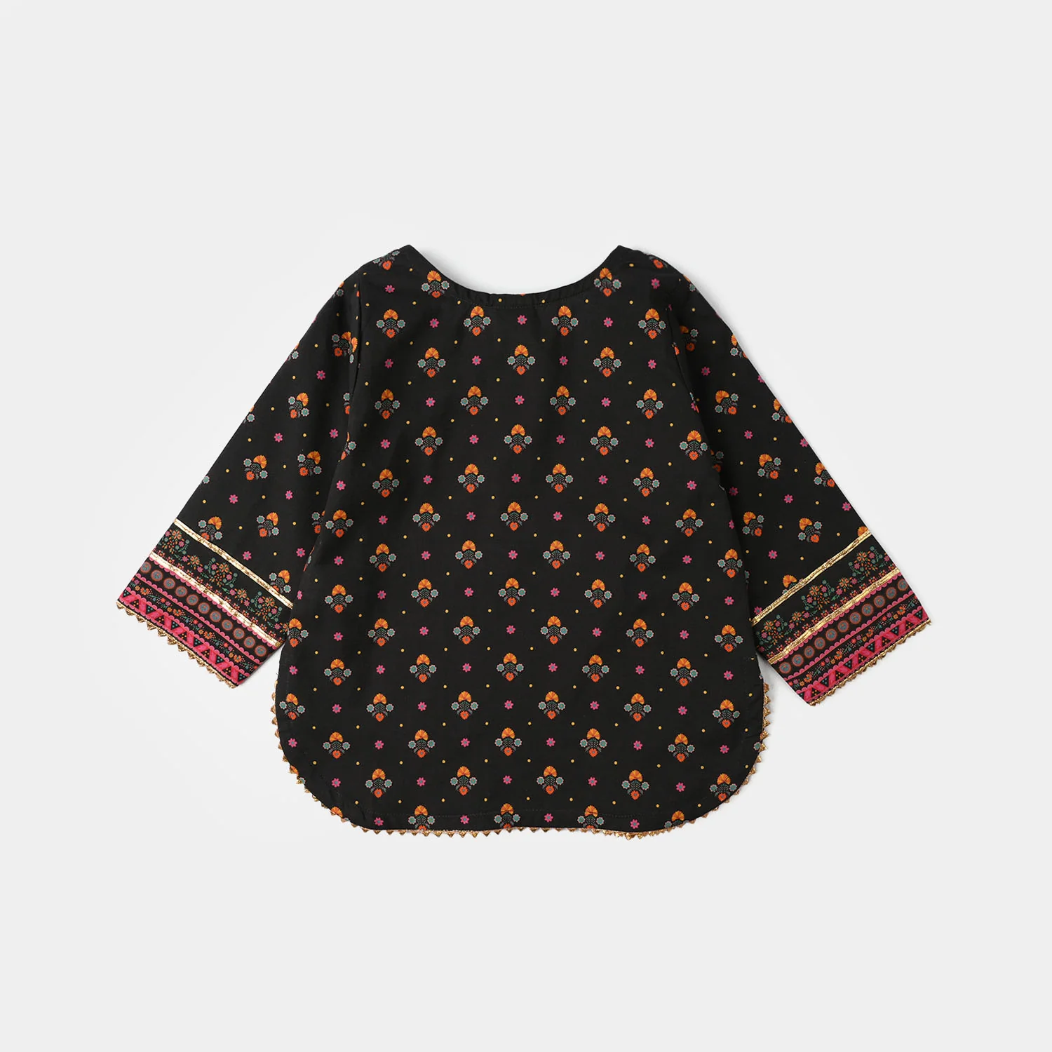 Infant Girls Cotton Printed Kurti (Swan) - Black - Image 4