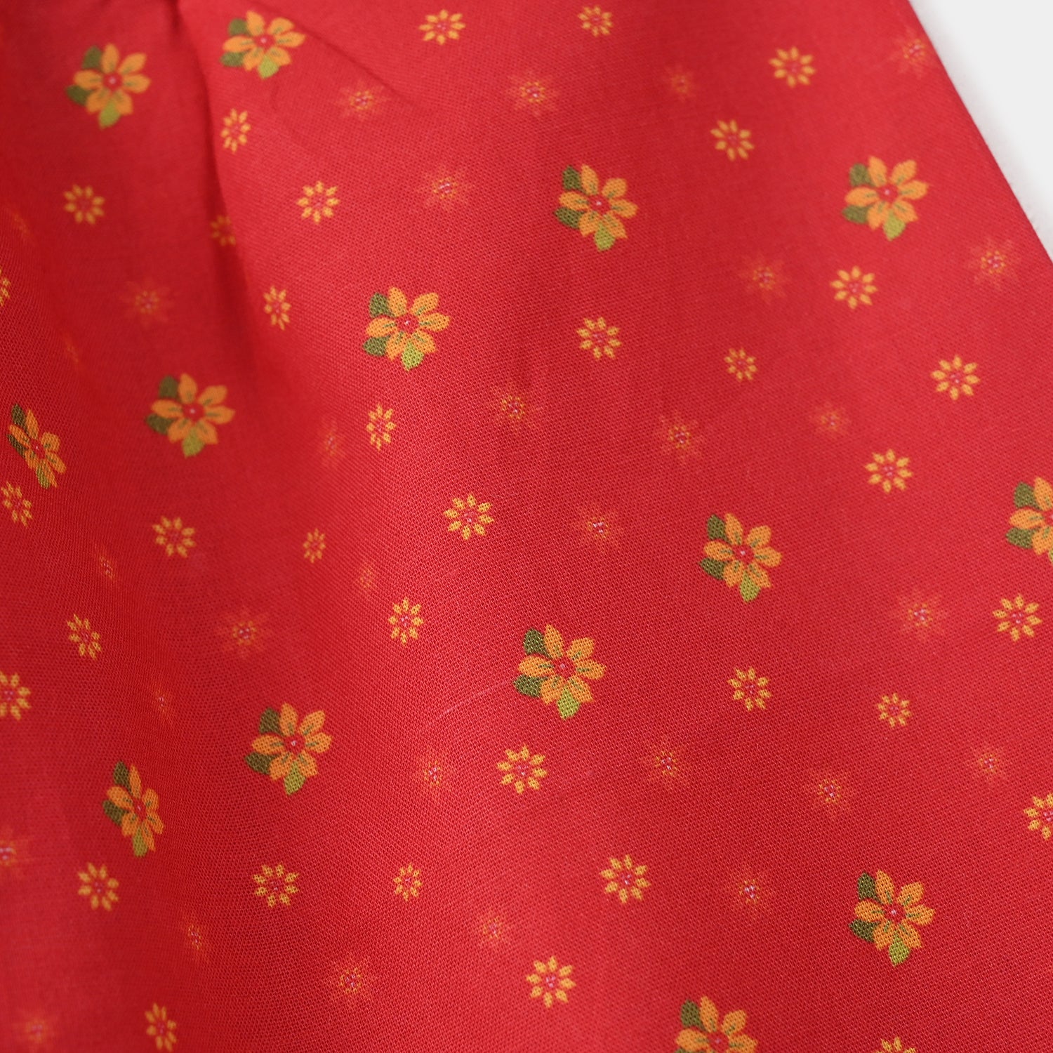 Infant Girls Cotton Printed Shalwar Dhanak - Red - Image 2