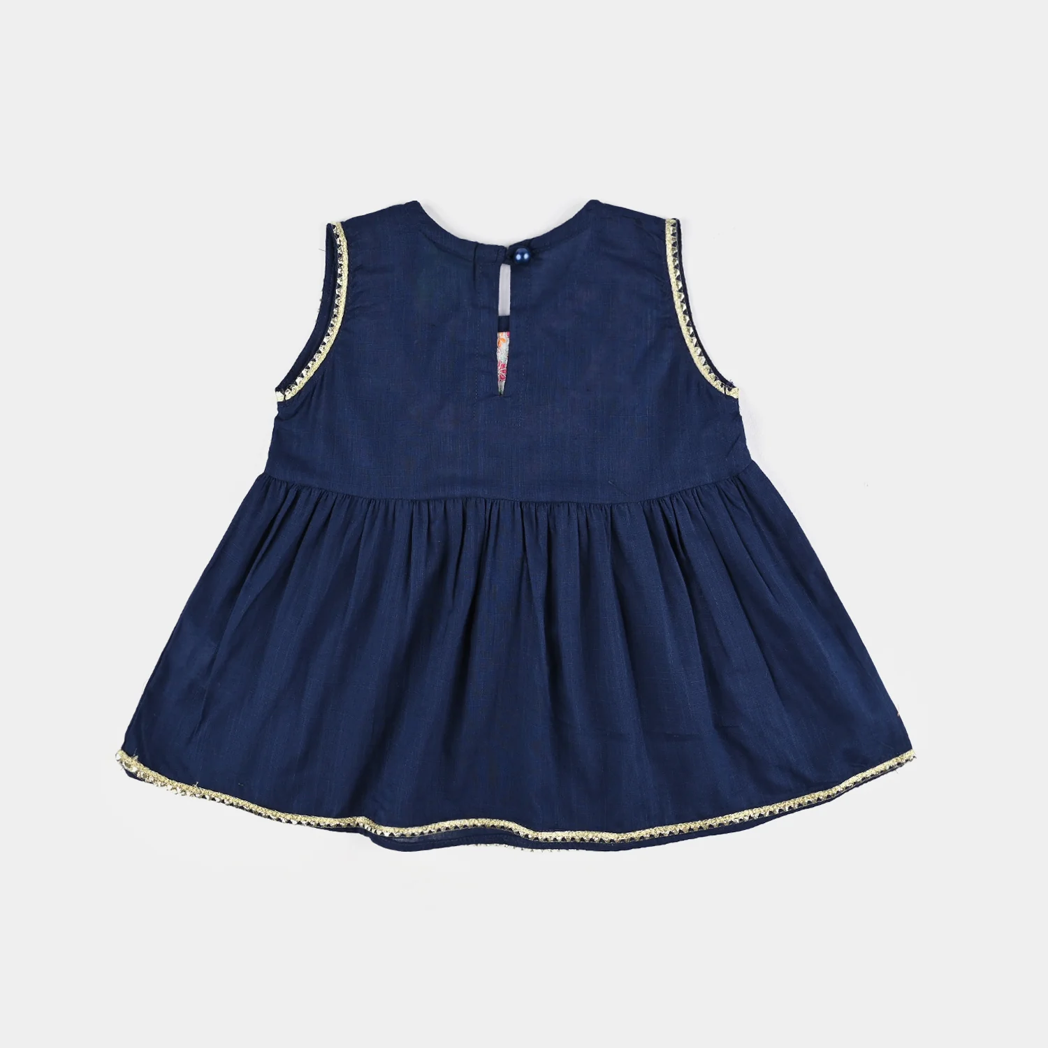 Infant Girls Cotton Slub Emb 2Pcs Raqs - Navy Blue - Image 4