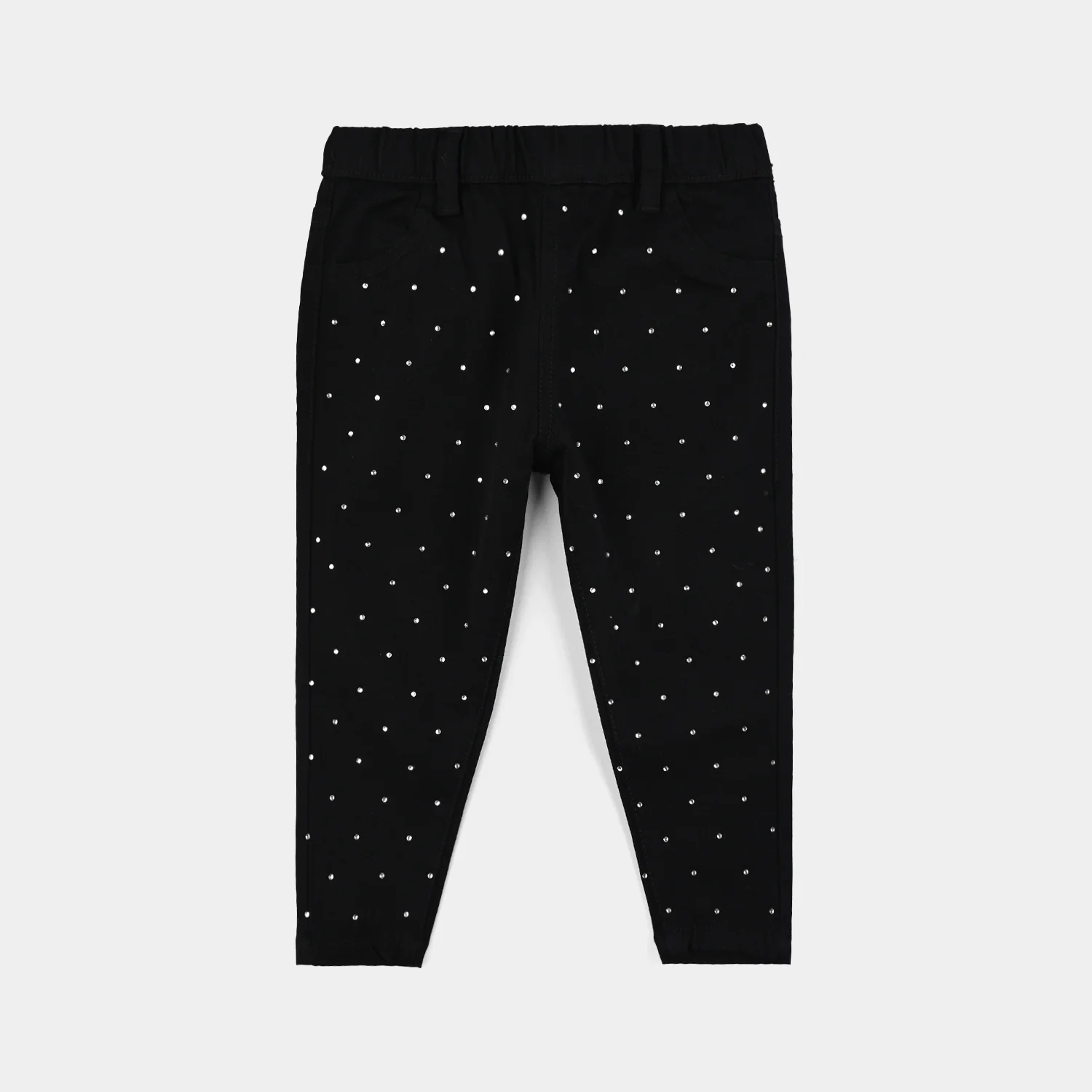 Infant Girls Cotton Twill Jeggings STUDS-BLACK