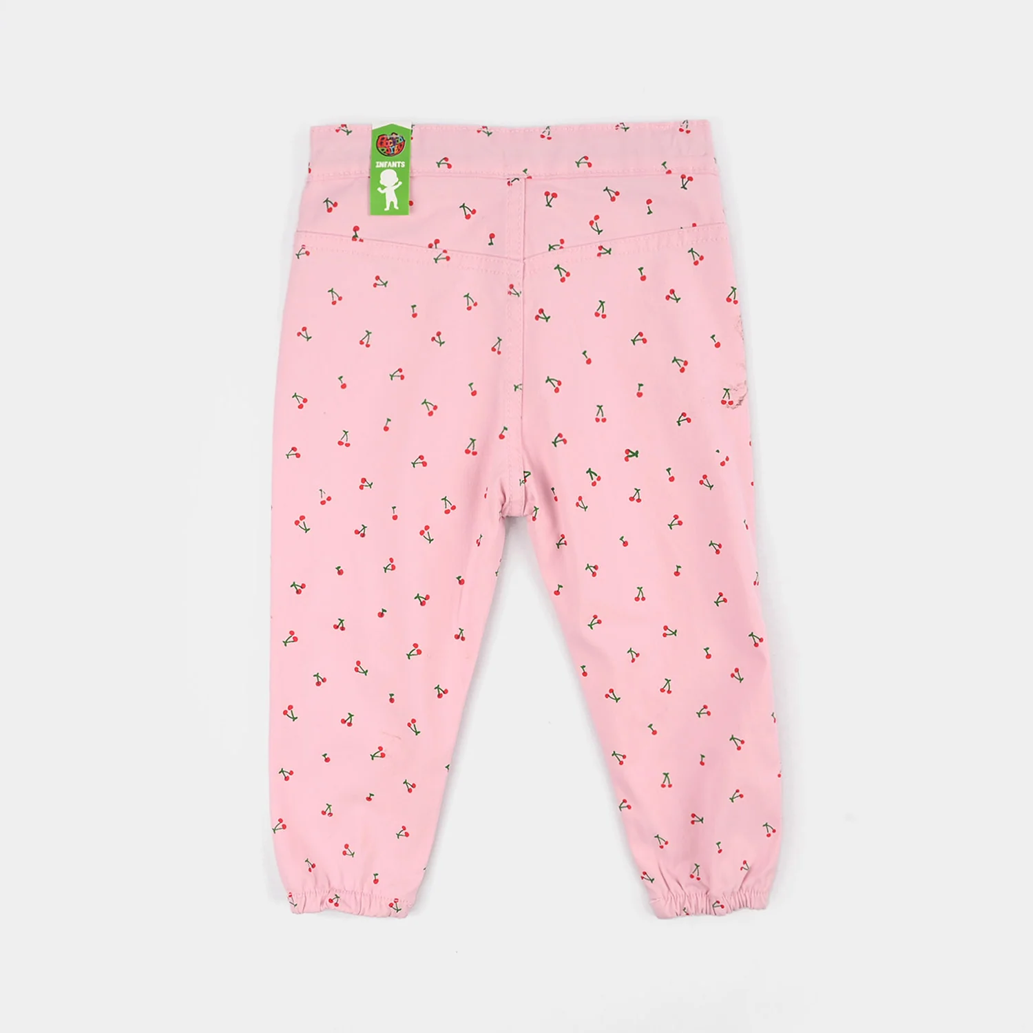 Infant Girls Cotton Twill Pants - Cherry/Pink - Image 4