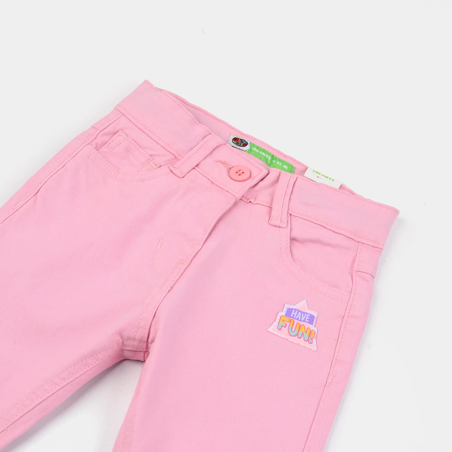Infant Girls Cotton Twill Pant - Candy Pink - Image 2