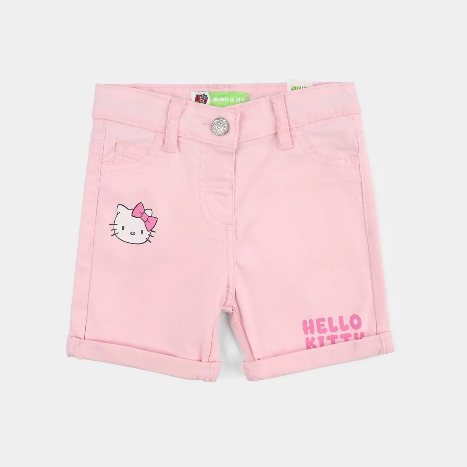 Infant Girls Cotton Twill Shorts - Pink