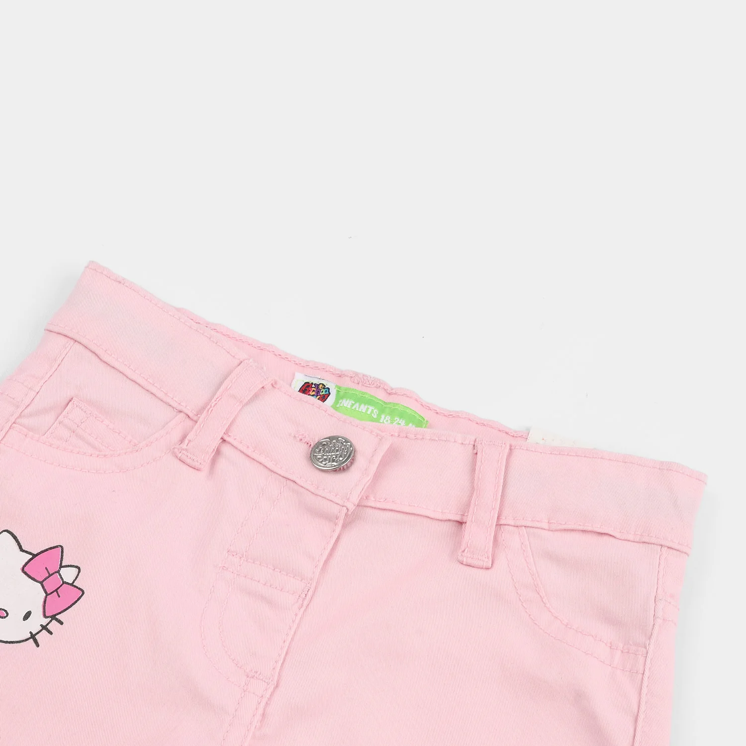 Infant Girls Cotton Twill Shorts - Pink - Image 2