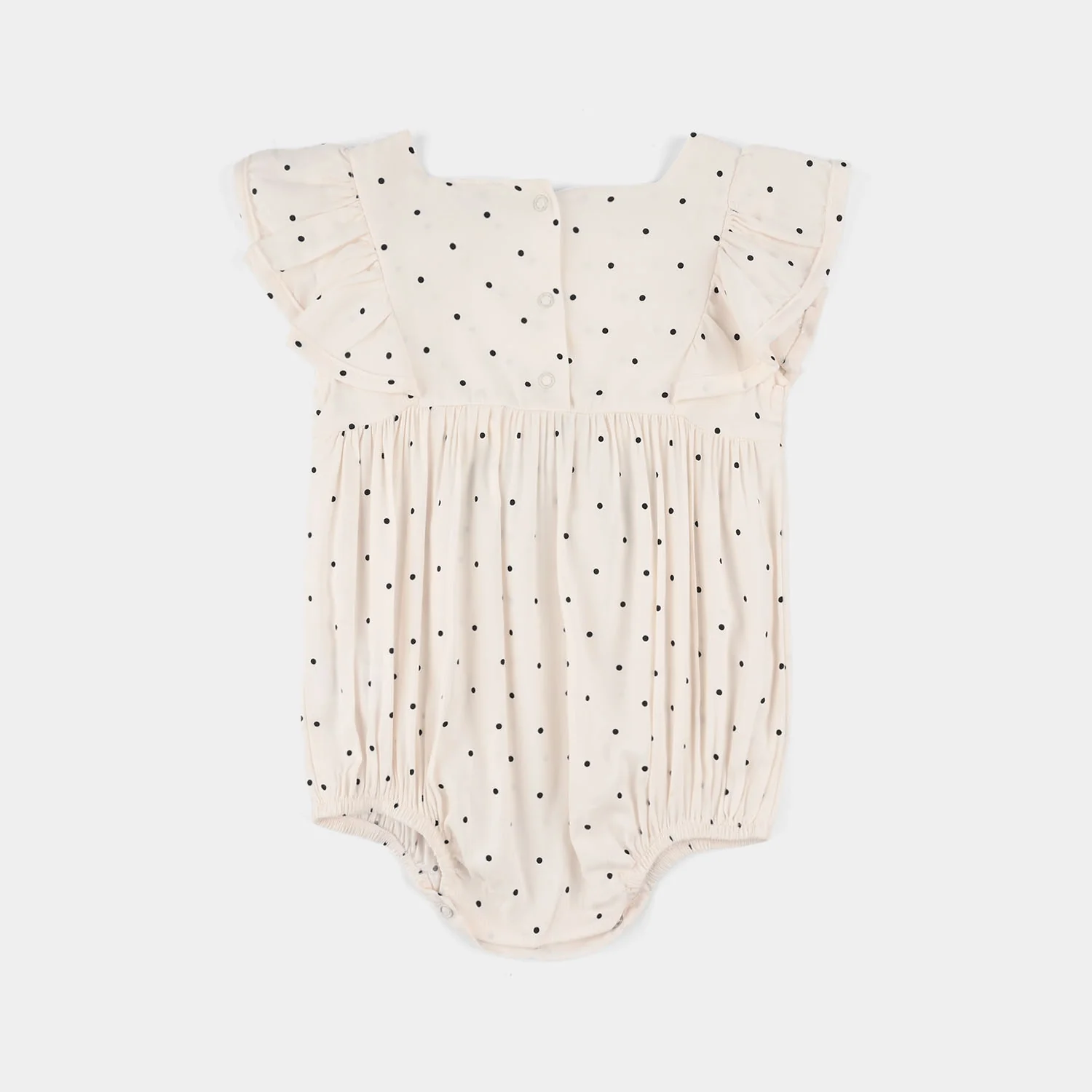 Infant Girls Cotton Viscose Woven Romper (Retro Story) - Off White - Image 4