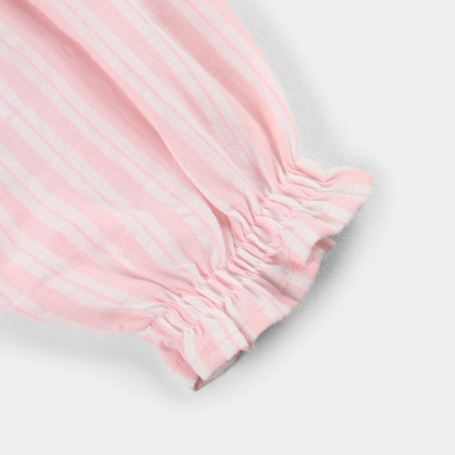 Infant Girls Cotton Woven Romper (Gleam Gather) - White/Pink - Image 3