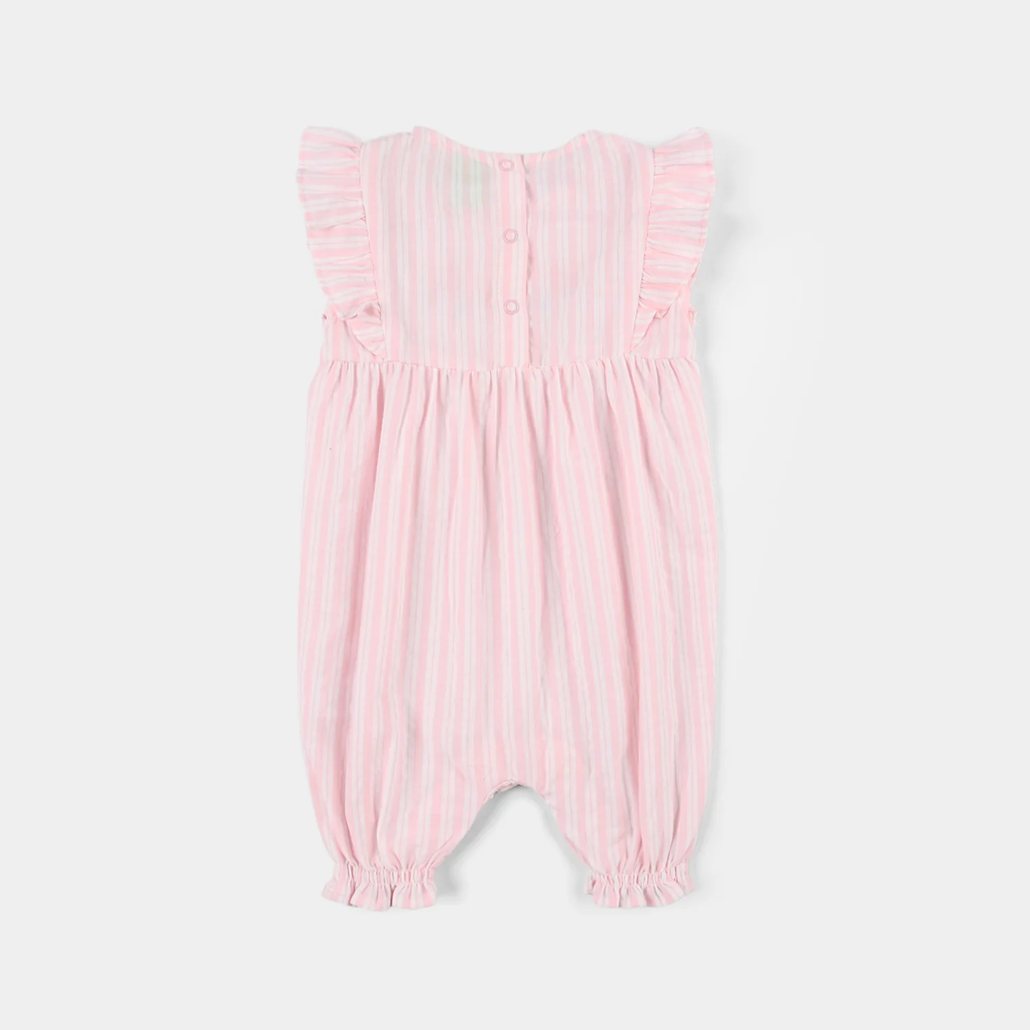 Infant Girls Cotton Woven Romper (Gleam Gather) - White/Pink - Image 4