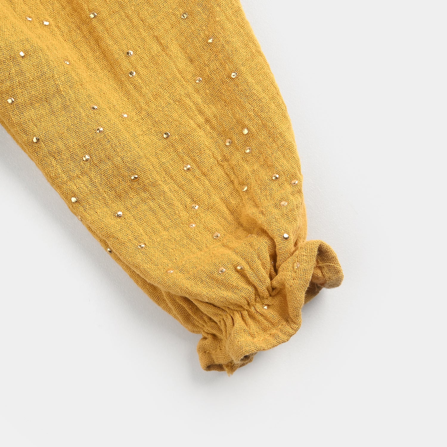 Infant Girls Cotton Woven Romper-Mini Sparkle-Mustard - Image 3