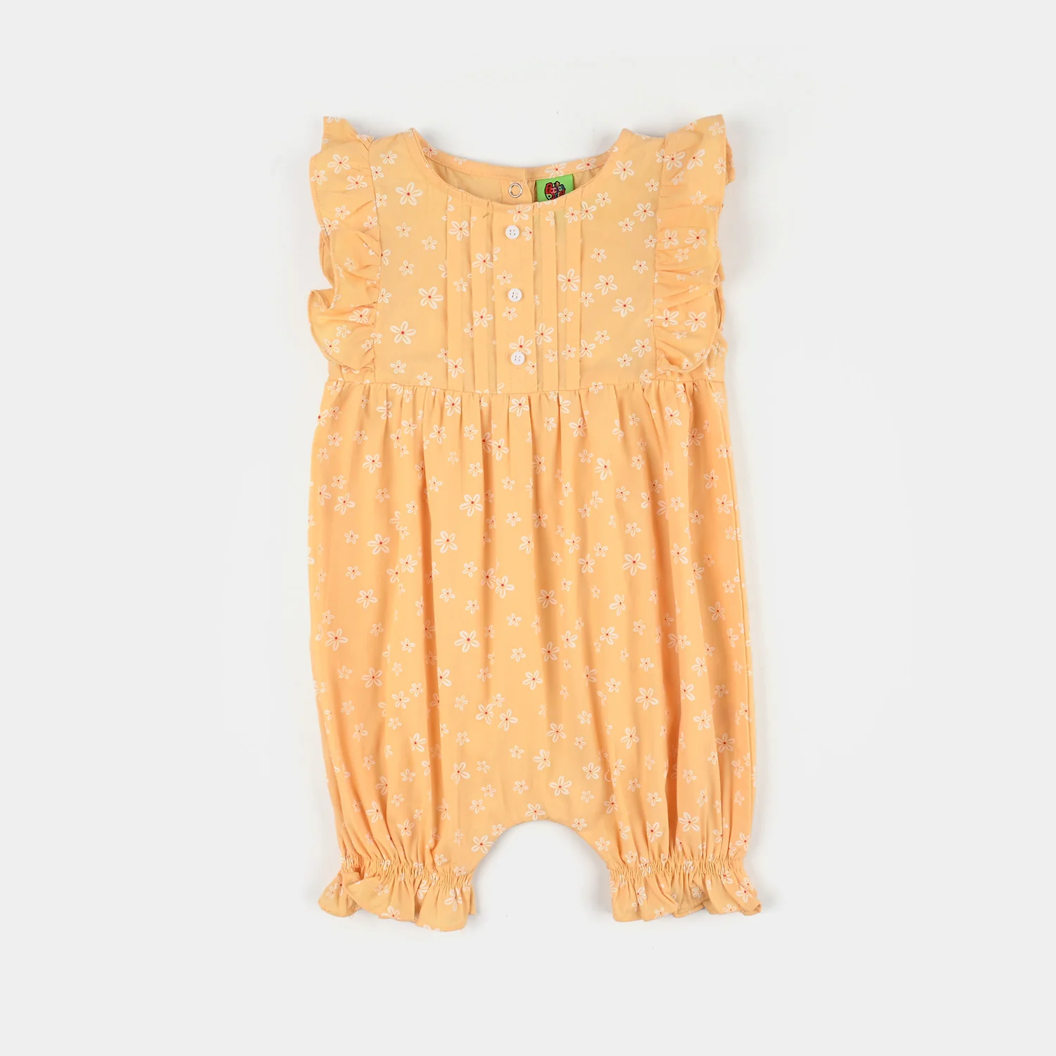 Infant Girls Cotton Woven Romper - Yellow