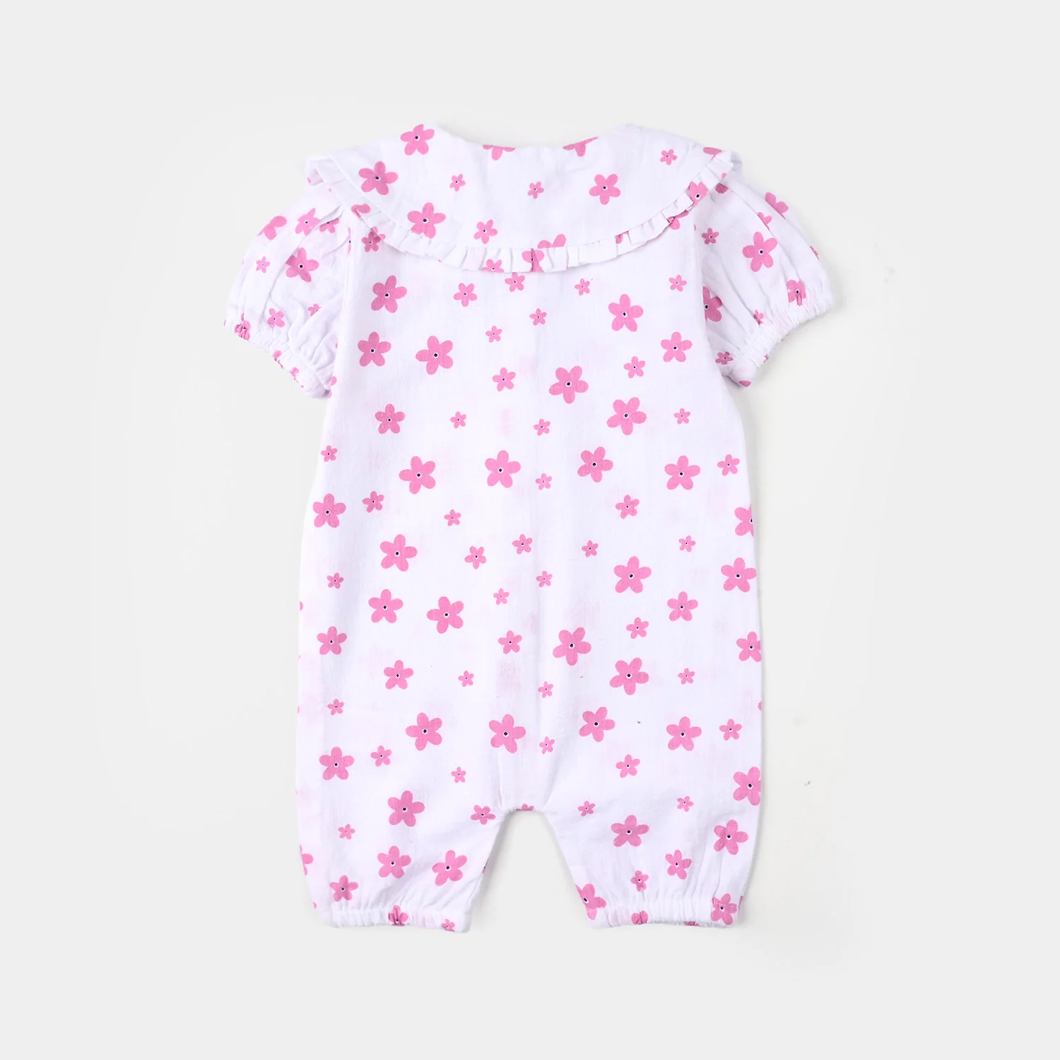 Infant Girls Cotton Woven Romper (Petal Play) - White - Image 4