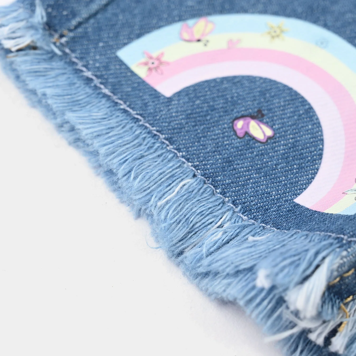 Infant Girls Denim Rigid Shorts (BUTTERFLY) - Mid Blue - Image 3