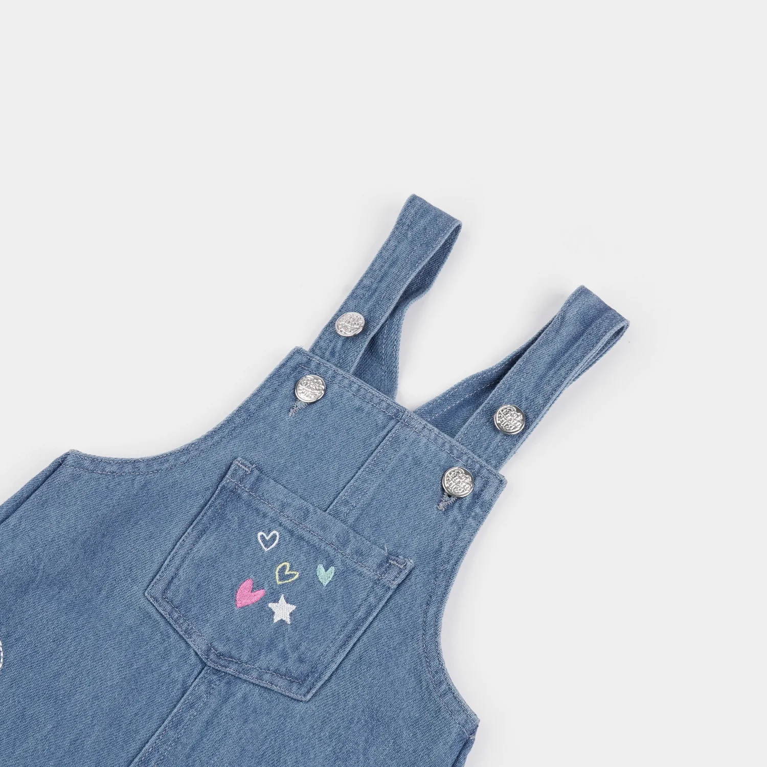Infant Girls Denim Stretch Dangri Rainbow-Mid Blue - Image 2