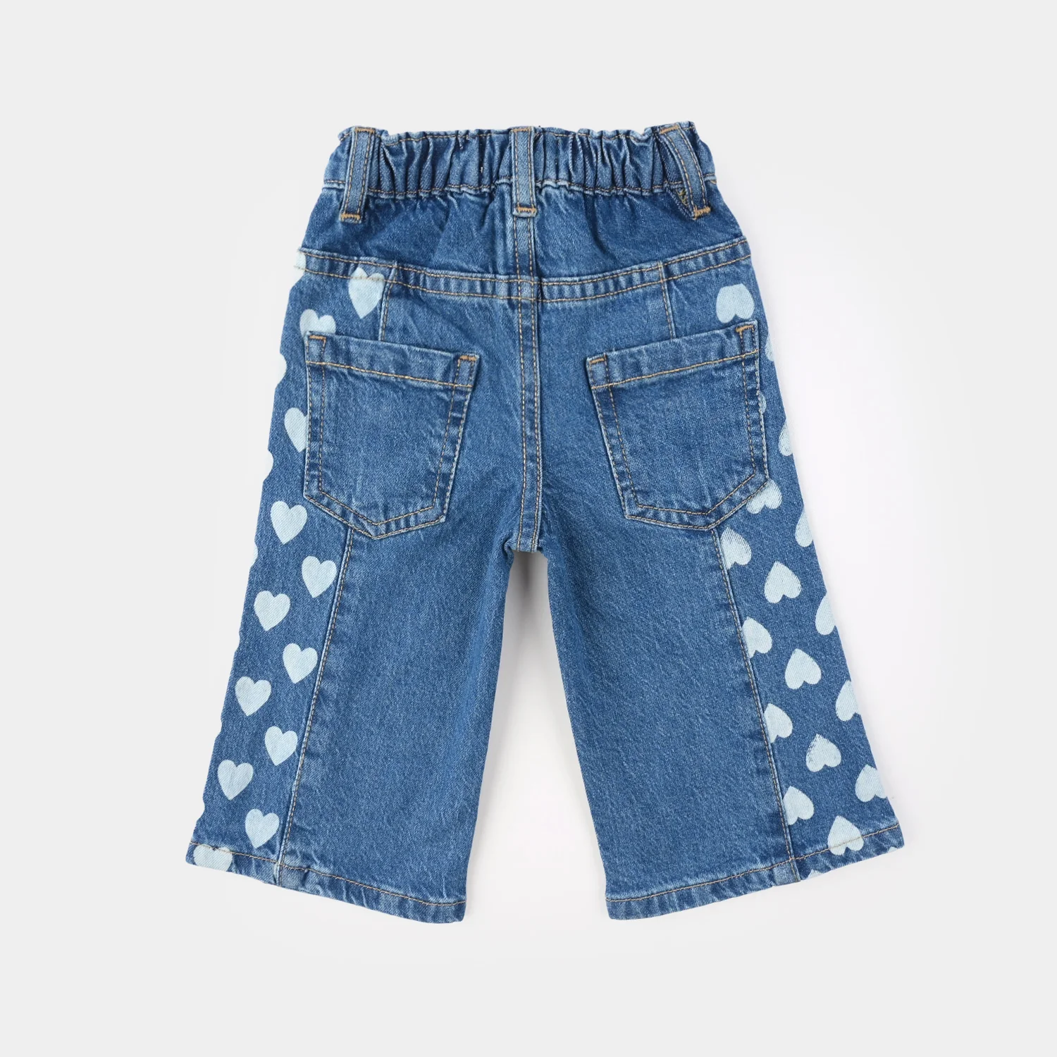 Infant Girls Denim Stretch Pants - Mid Blue - Image 3