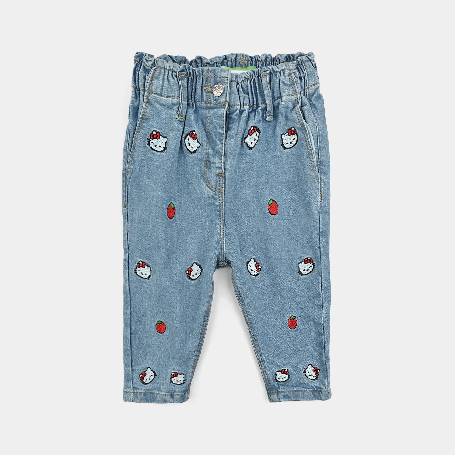 Infant Girls Denim Stretch Pant Blooming Flower-LT.Blue