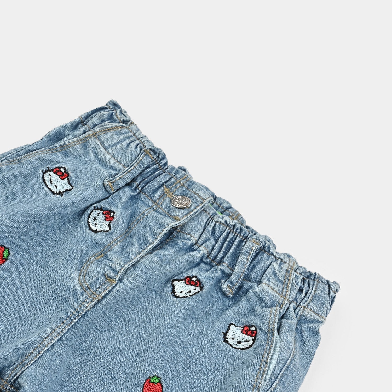 Infant Girls Denim Stretch Pant Blooming Flower-LT.Blue - Image 2