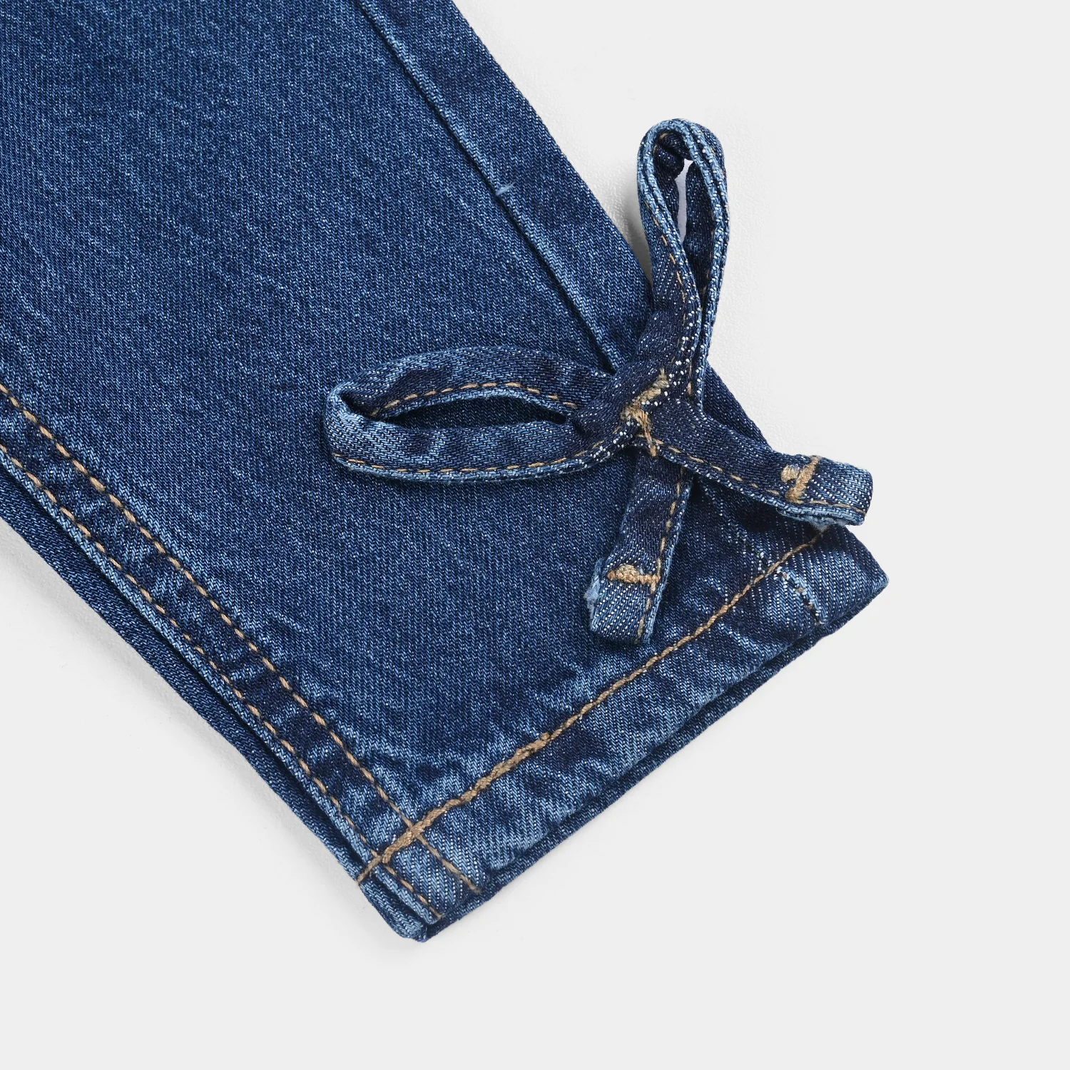 Infant Girls Denim Stretch Pant Bow Style-DARK BLUE - Image 3
