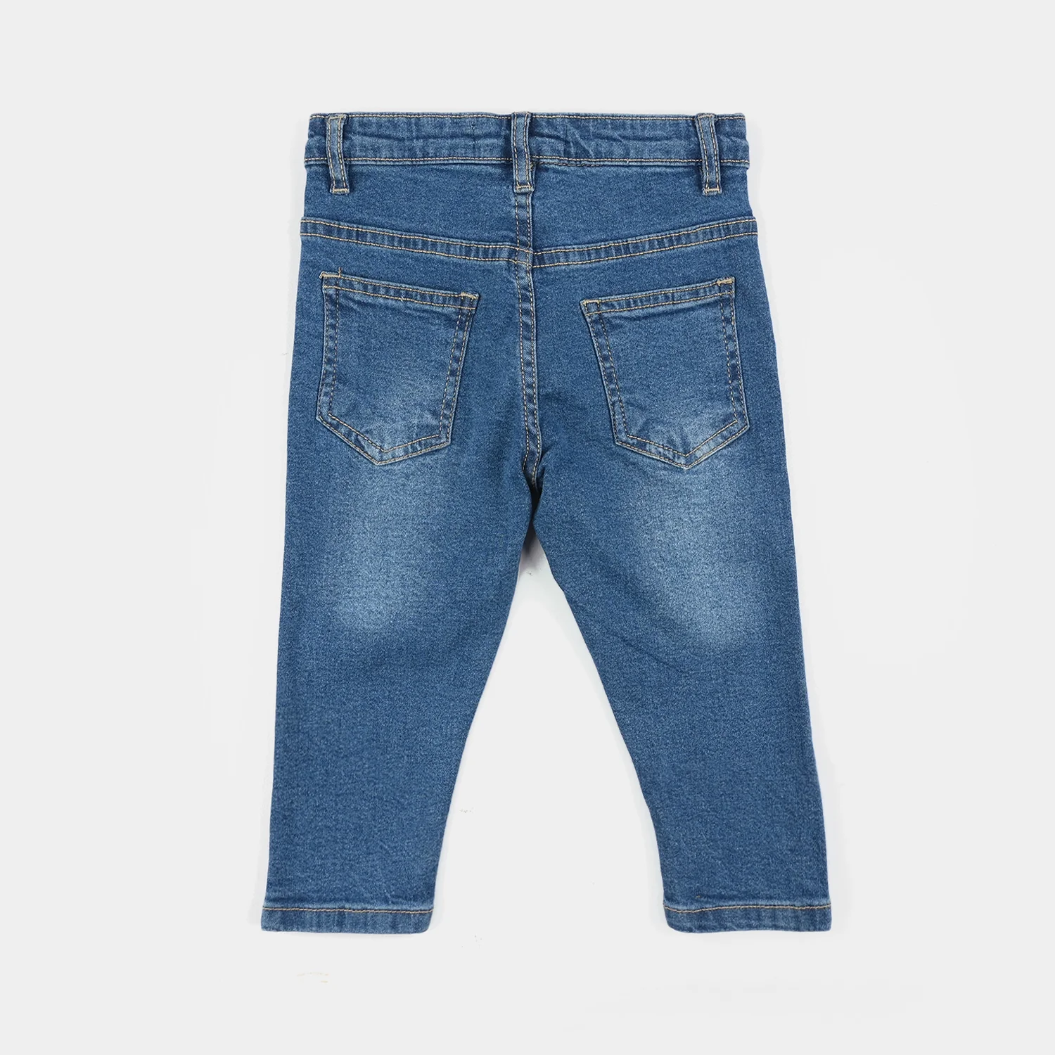 Infant Girls Denim Stretch Pants - Mid Blue - Image 3