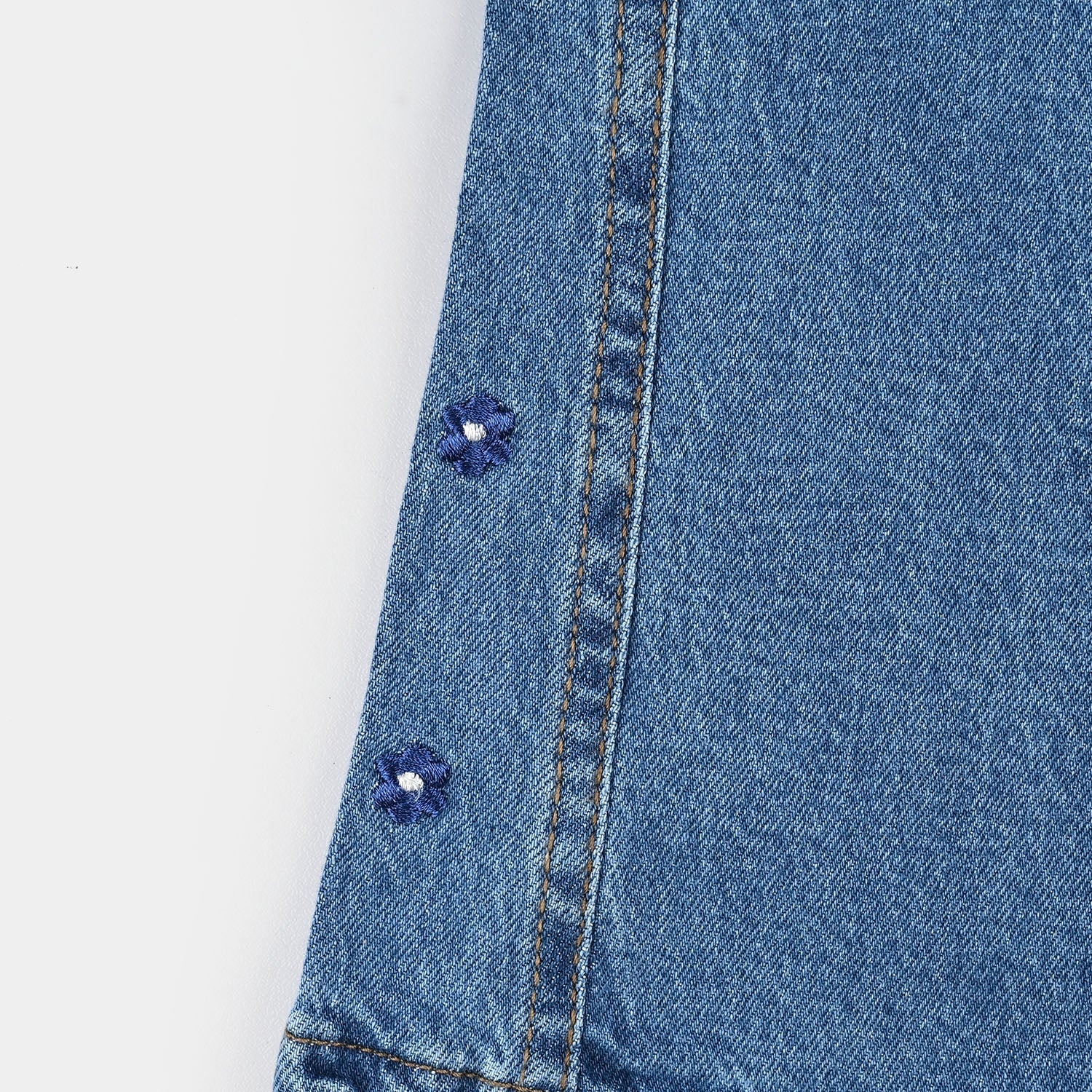 Infant Girls Denim Stretch Pant Flower-Light Blue - Image 3