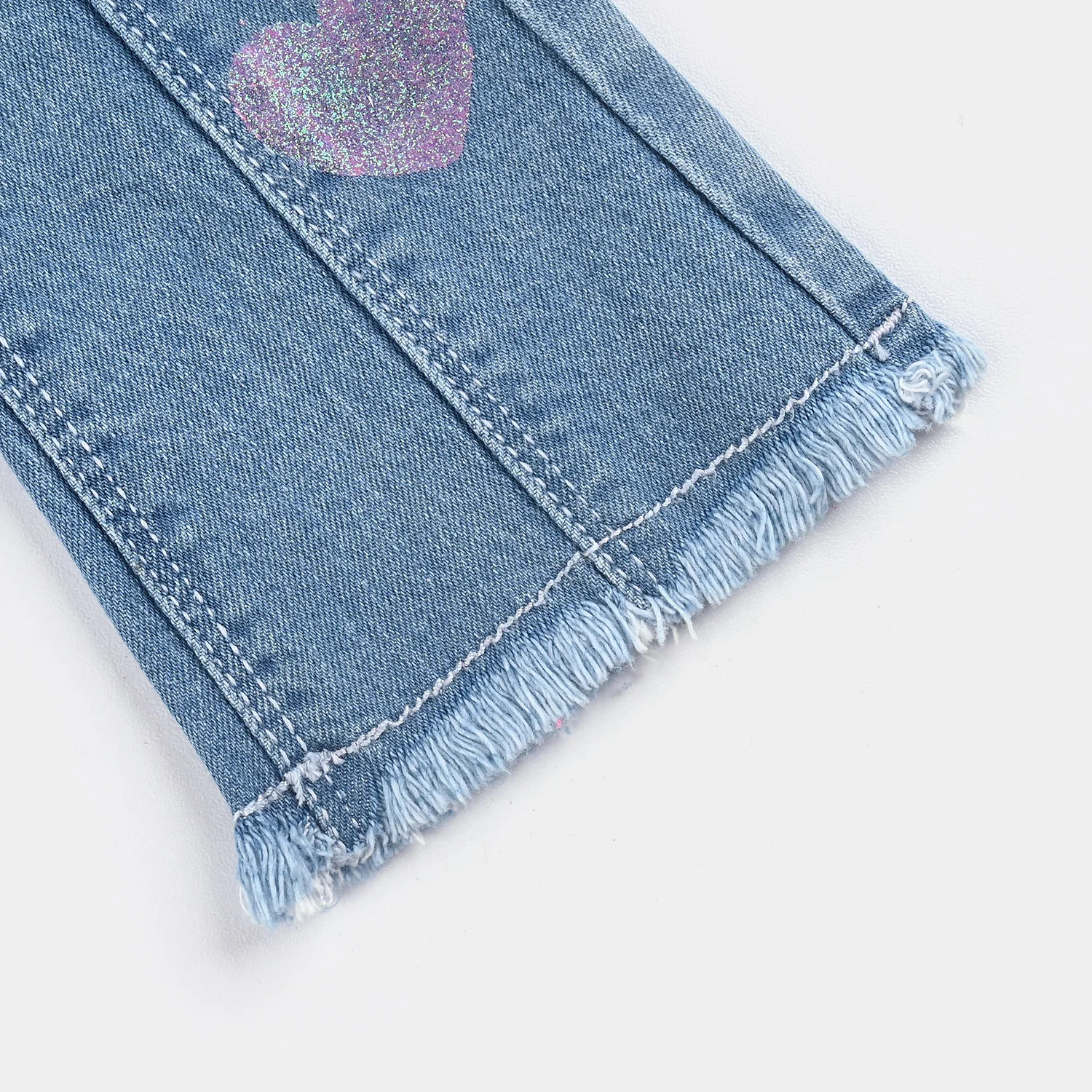 Infant Girls Denim Stretch Pant Glitter Hearts-Ice Blue - Image 3