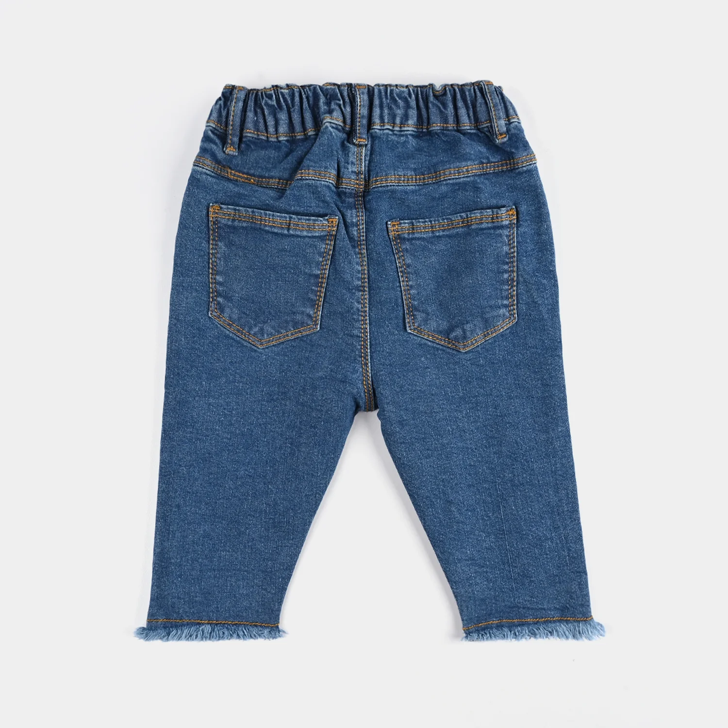 Infant Girls Denim Stretch Pant Heart Shape Studs-DARK BLUE - Image 4