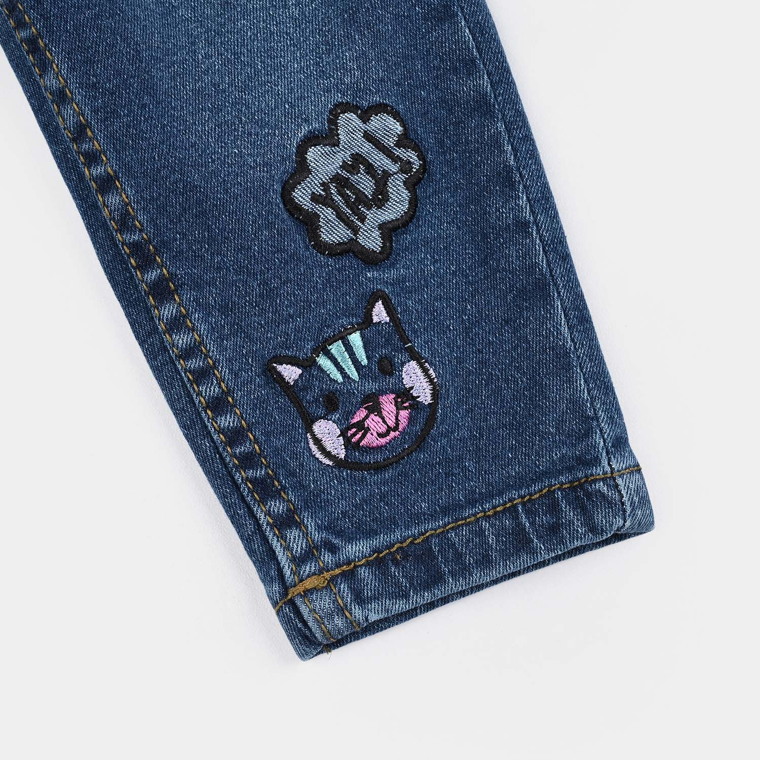 Infant Girls Denim Stretch Pant Hearts-Blue - Image 3