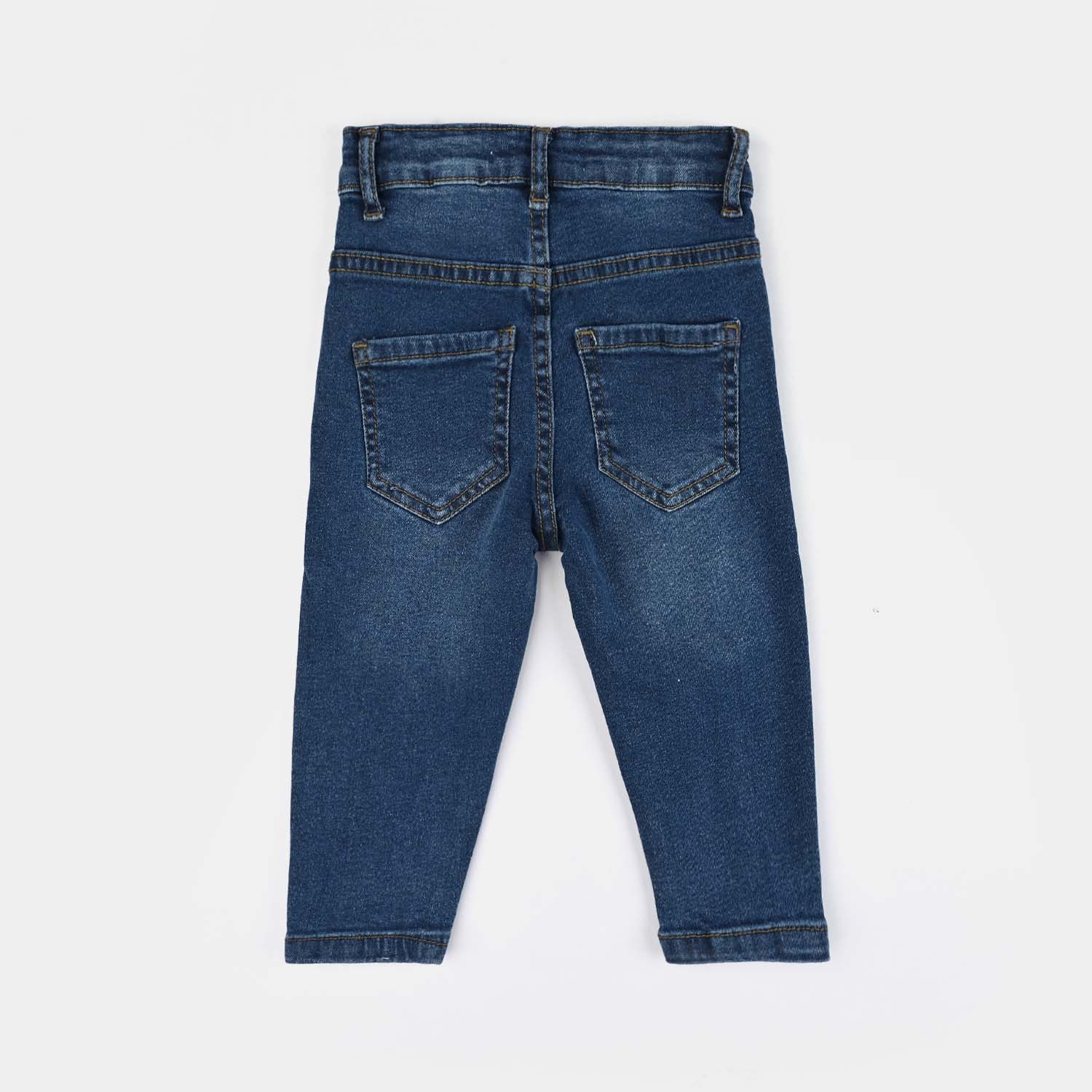 Infant Girls Denim Stretch Pant Hearts-Blue - Image 4