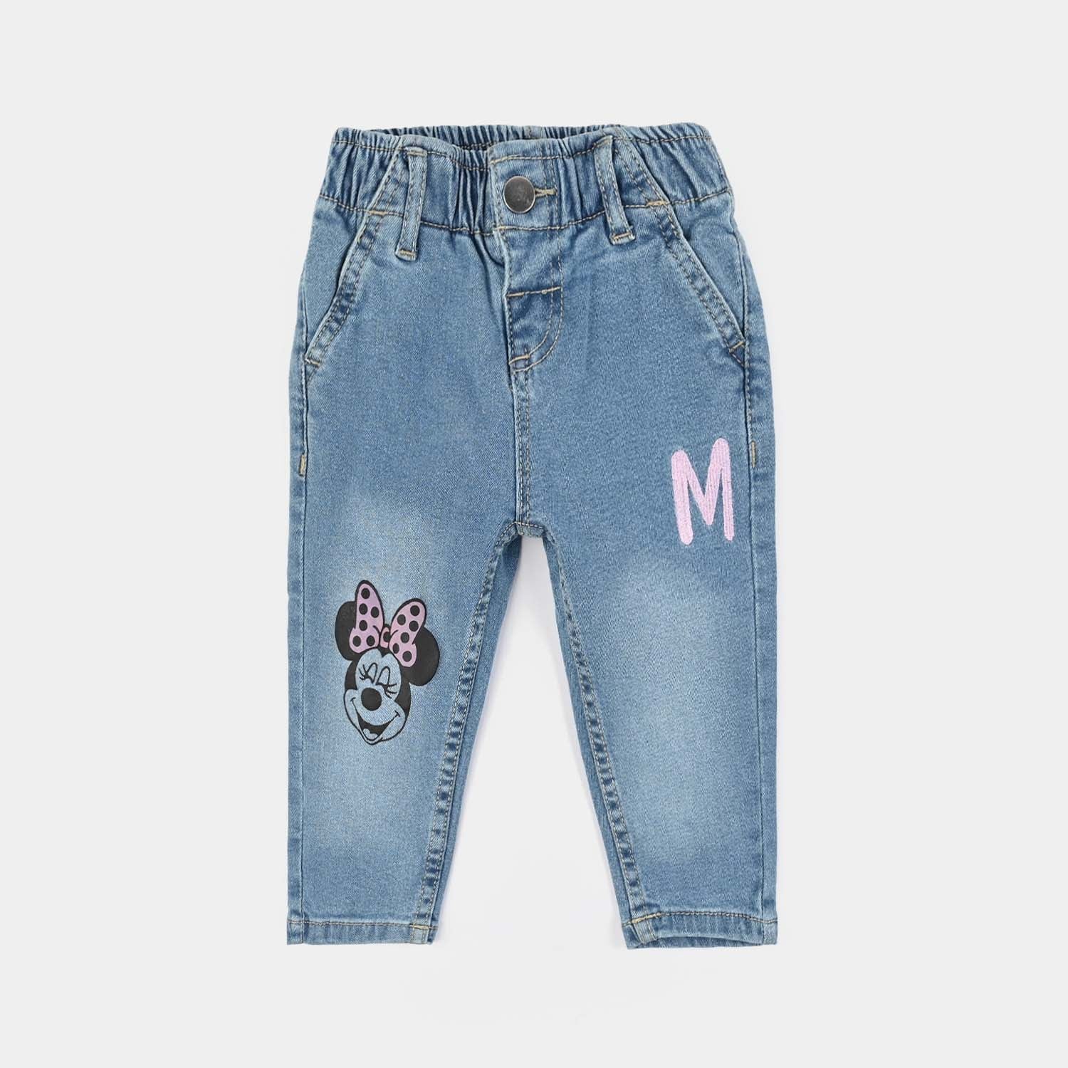 Infant Girls Denim Stretch Pant - Light Blue
