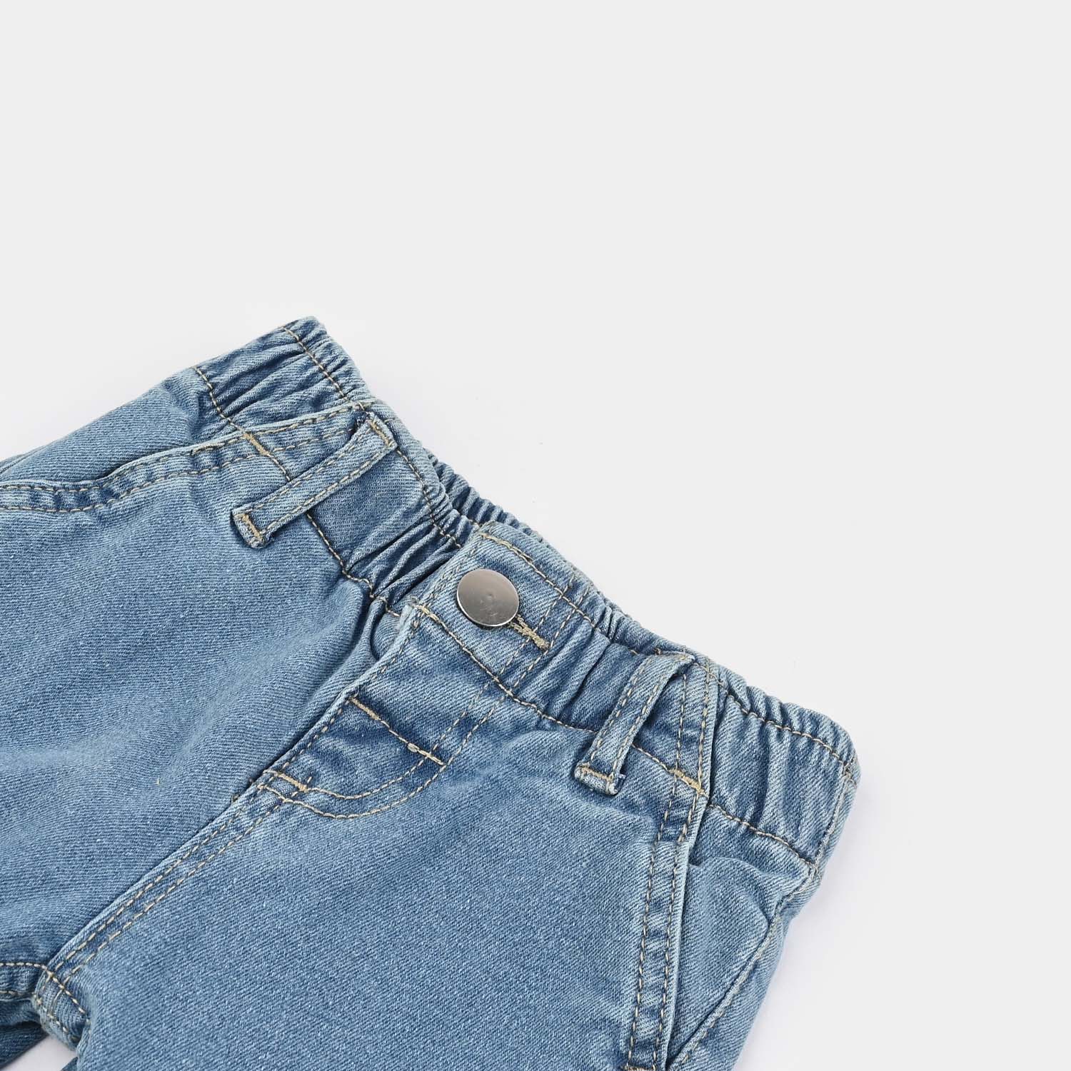 Infant Girls Denim Stretch Pant - Light Blue - Image 2