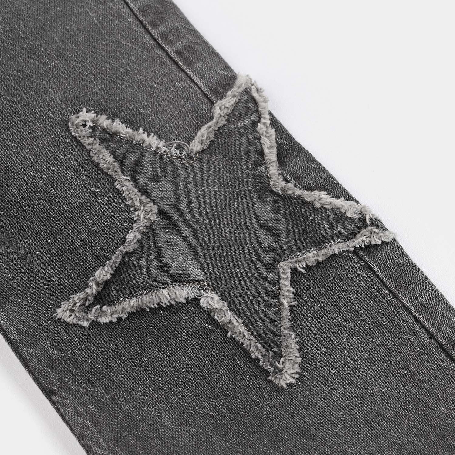 Infant Girls Denim Stretch Pant Star Patch-Black.Acid - Image 3