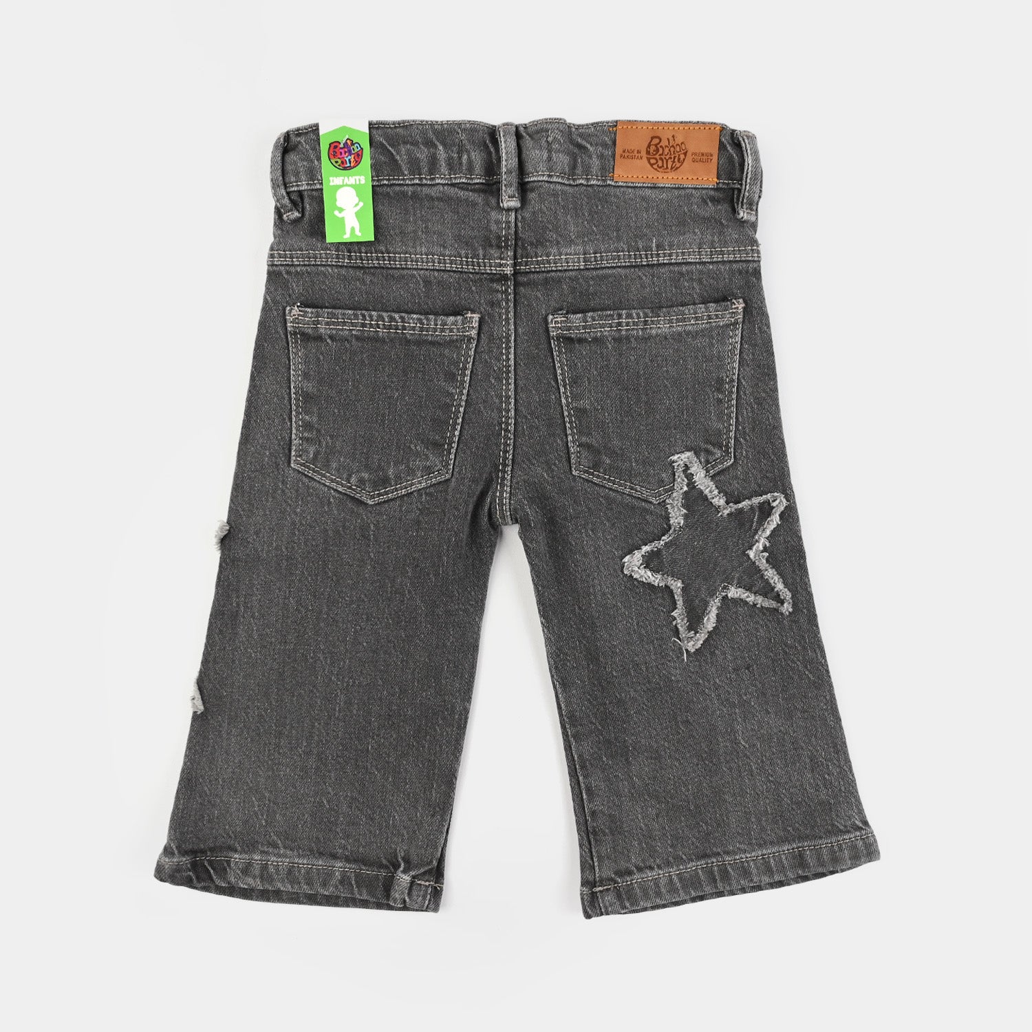 Infant Girls Denim Stretch Pant Star Patch-Black.Acid - Image 4