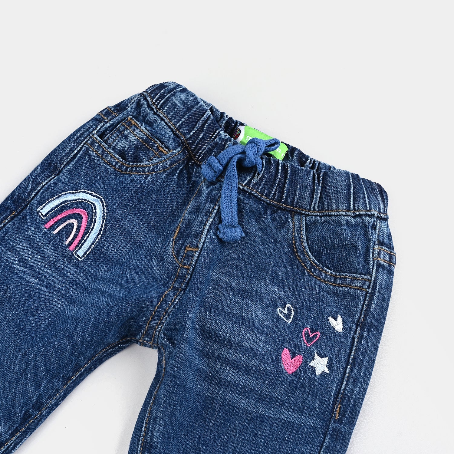 Infant Girls Denim Stretch Pant - Mid Blue - Image 3