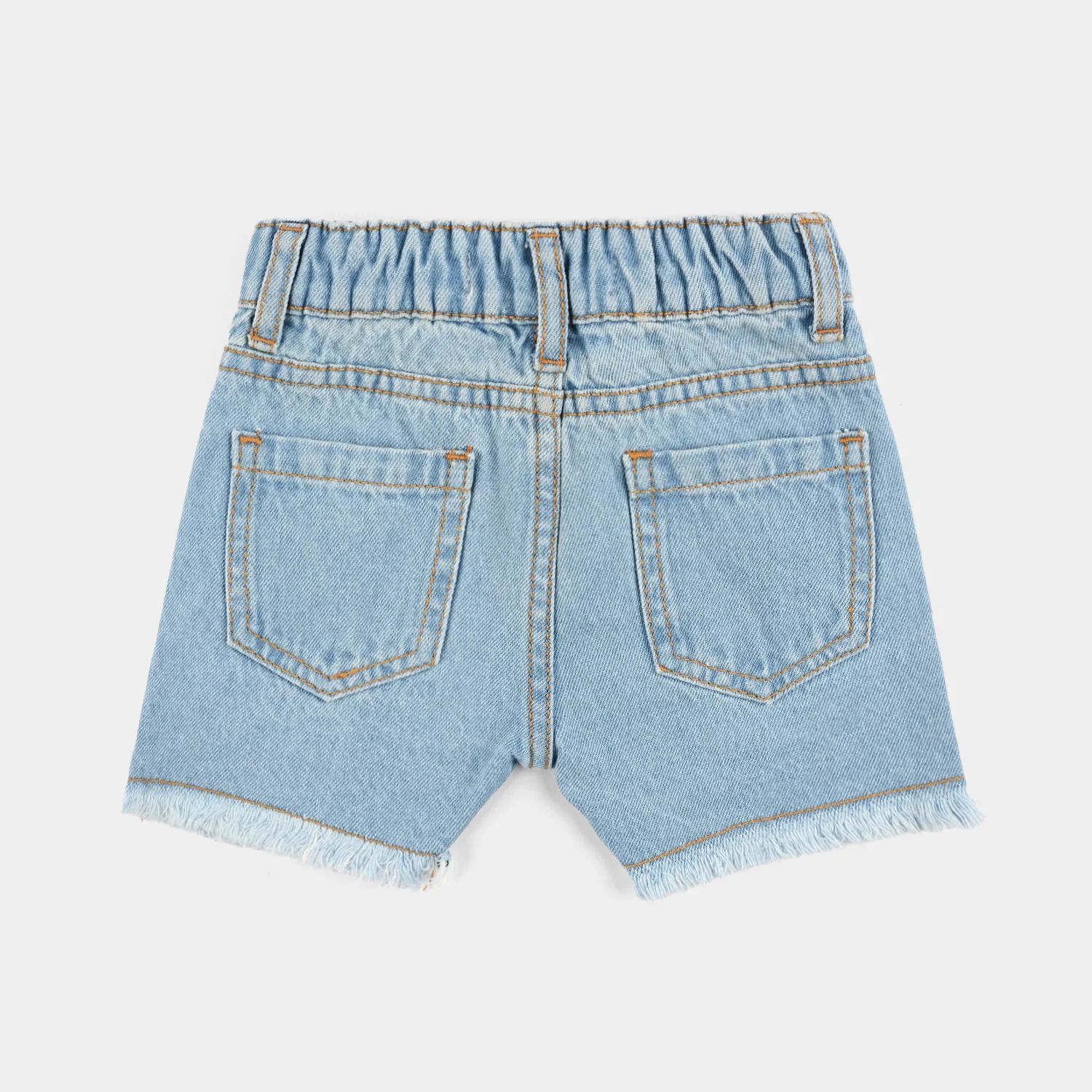 Infant Girls Denim Stretch Short Flower-LT.Blue - Image 3