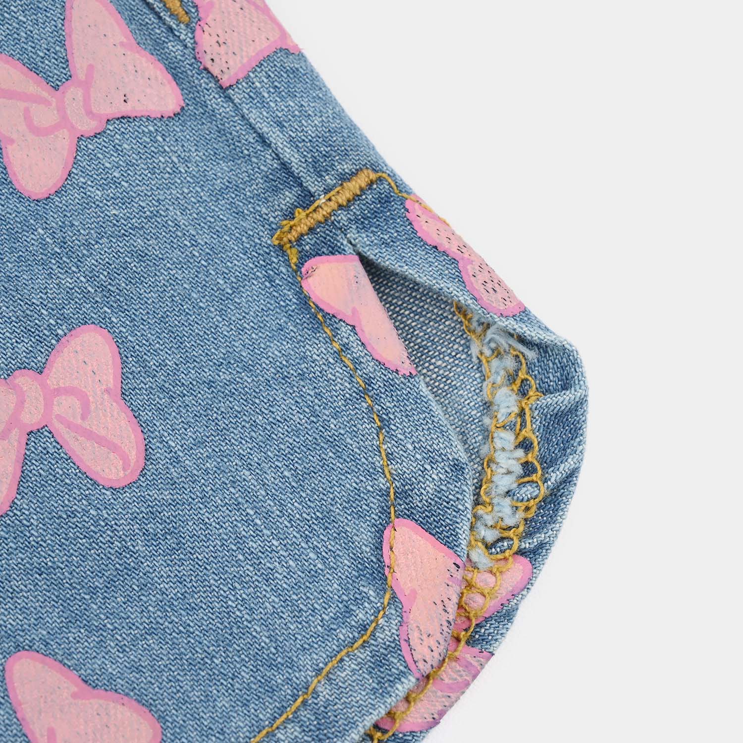 Infant Girls Denim Stretch Shorts (Character) - Mid Blue - Image 3