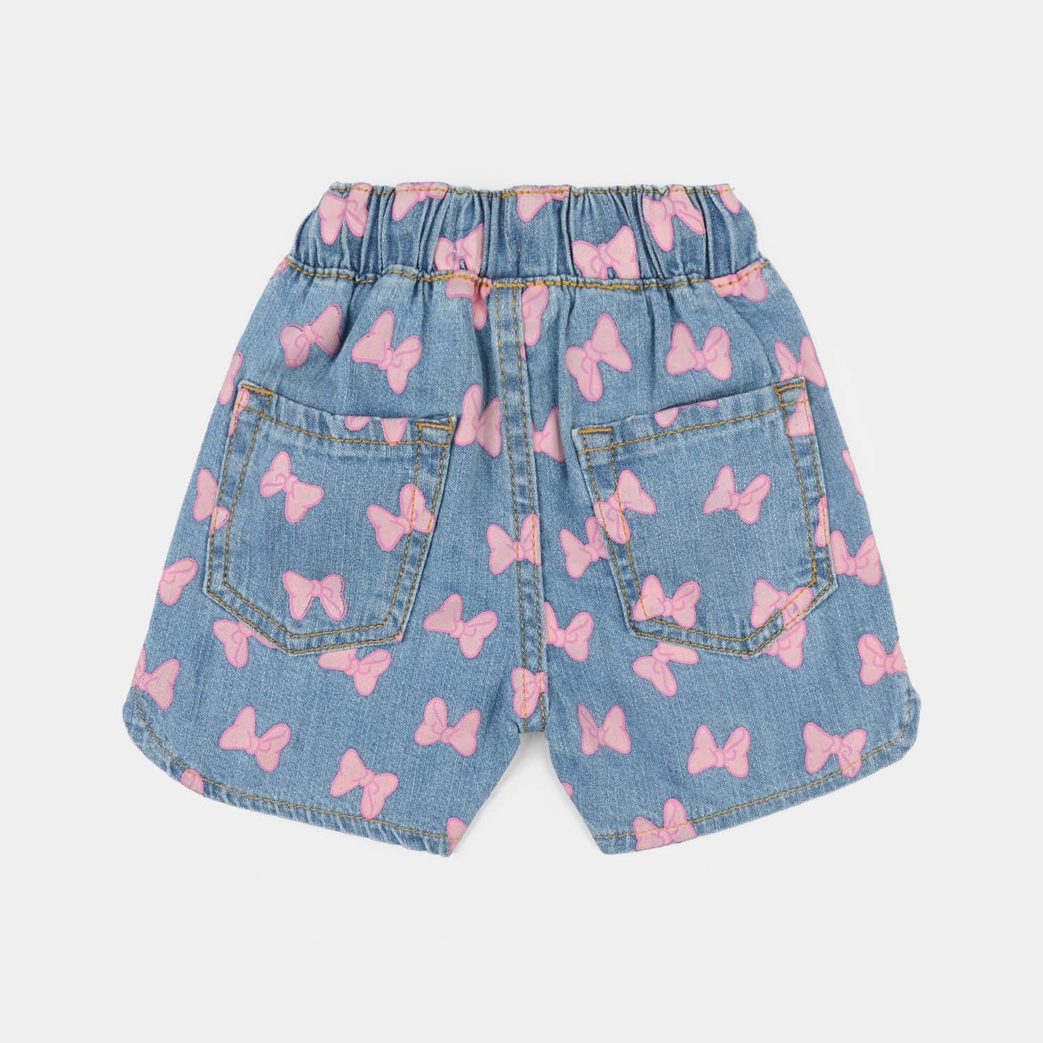 Infant Girls Denim Stretch Shorts (Character) - Mid Blue - Image 4