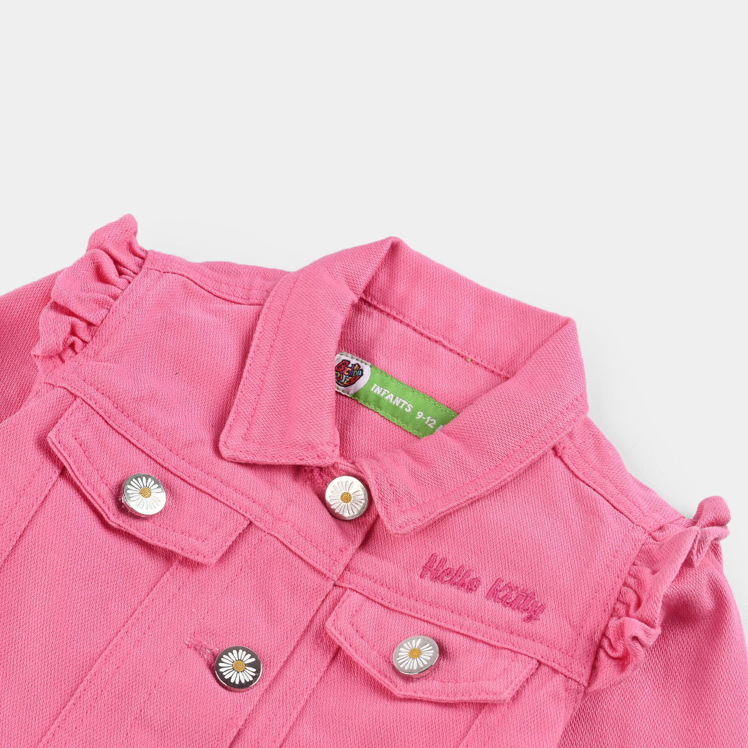 Infant Girls Denim Stretch Woven Jacket Character-Pink - Image 2