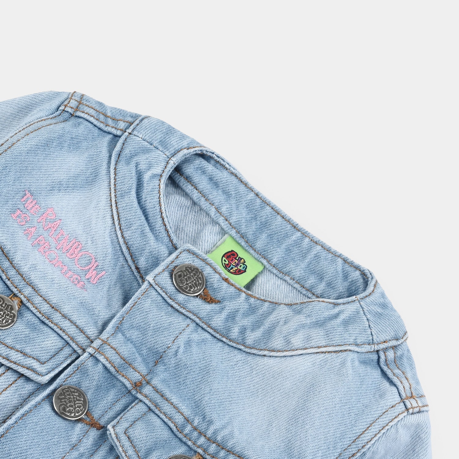 Infant Girls Denim Stretch Woven Jacket Rainbow-Ice Blue - Image 2