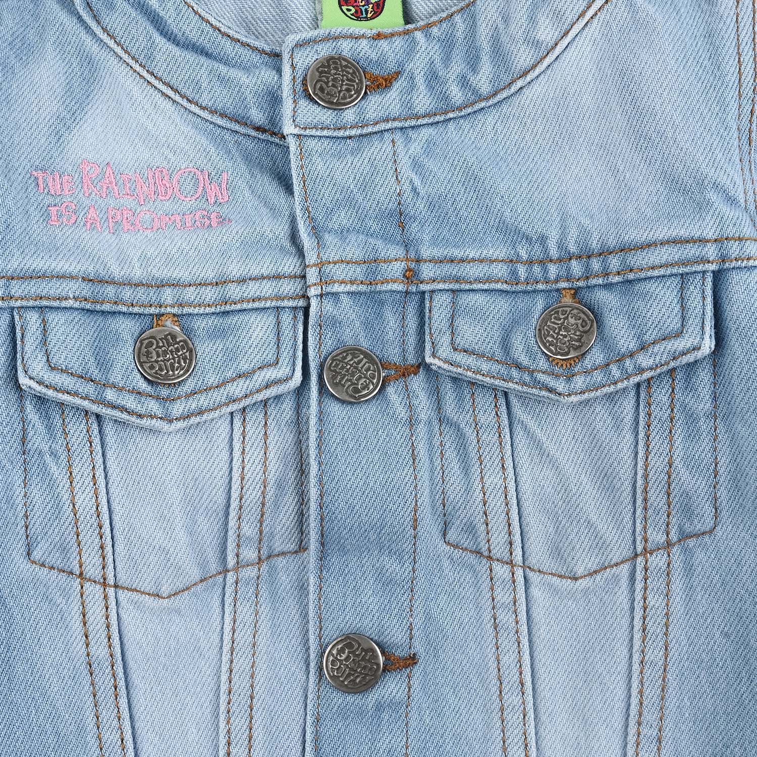 Infant Girls Denim Stretch Woven Jacket Rainbow-Ice Blue - Image 3