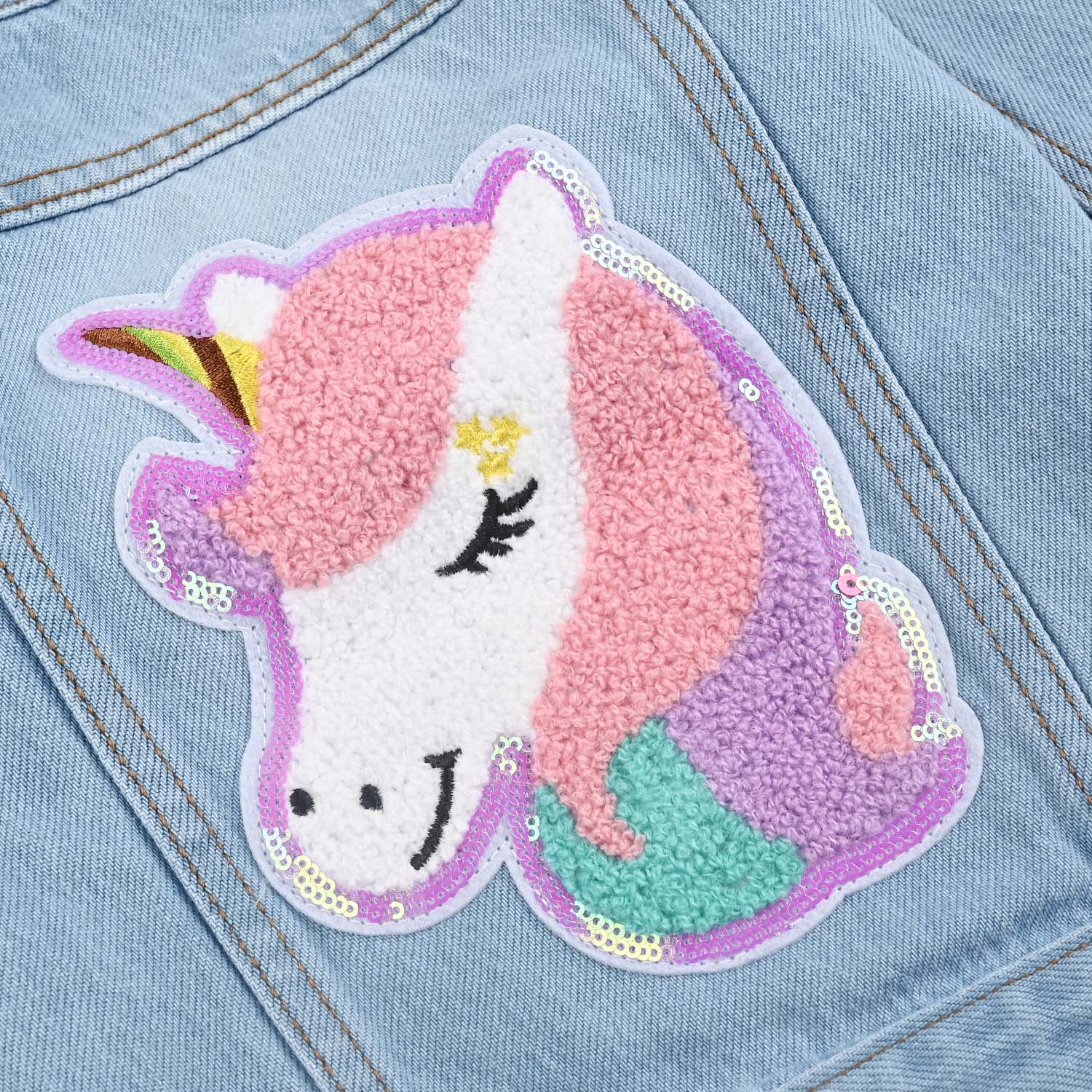 Infant Girls Denim Stretch Woven Jacket Rainbow-Ice Blue - Image 4