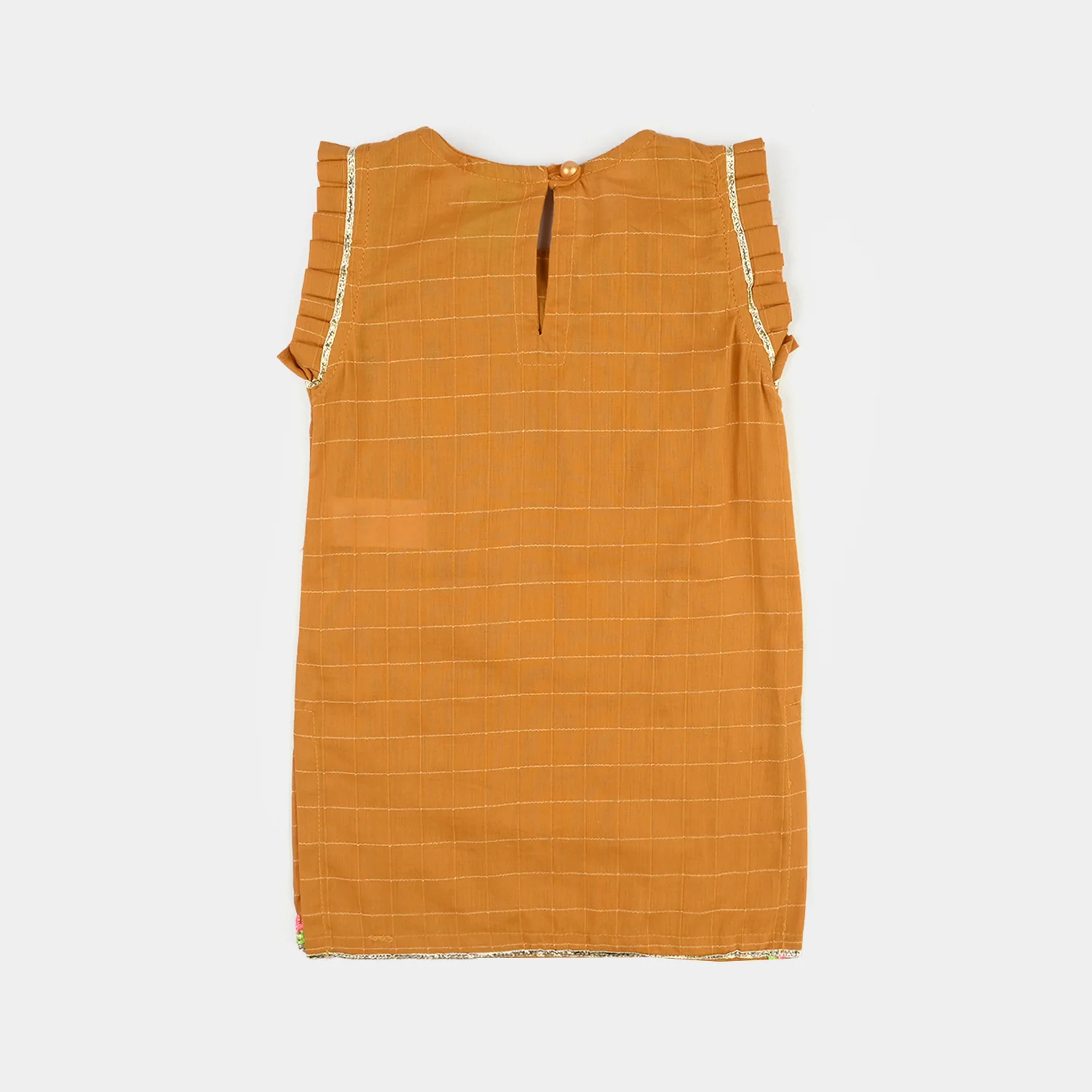 Infant Girls Embroidered Dobby 2Pcs - Mustard - Image 5