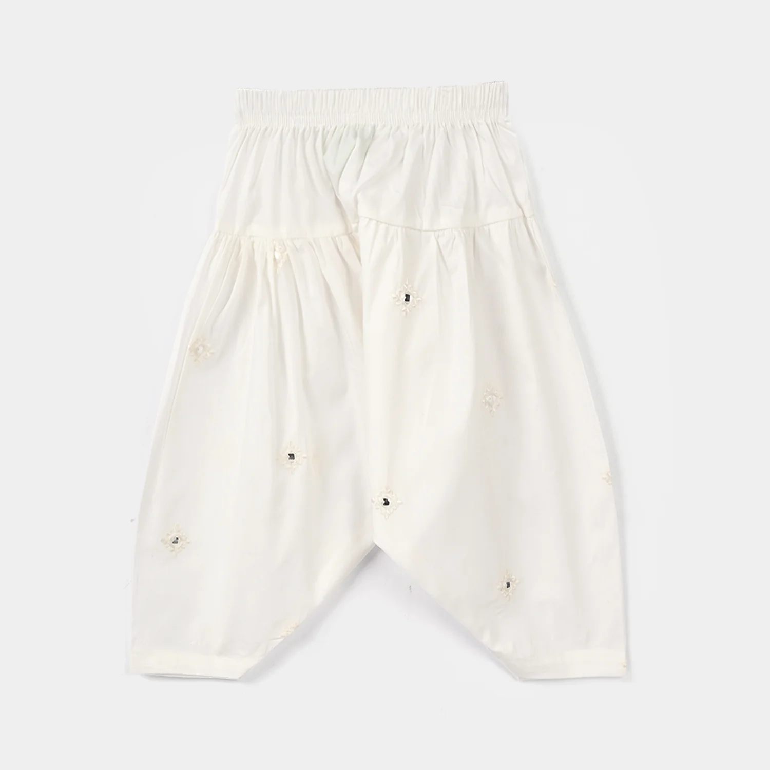 Infant Girls Cotton Embroidered Shalwar (Booti) – White
