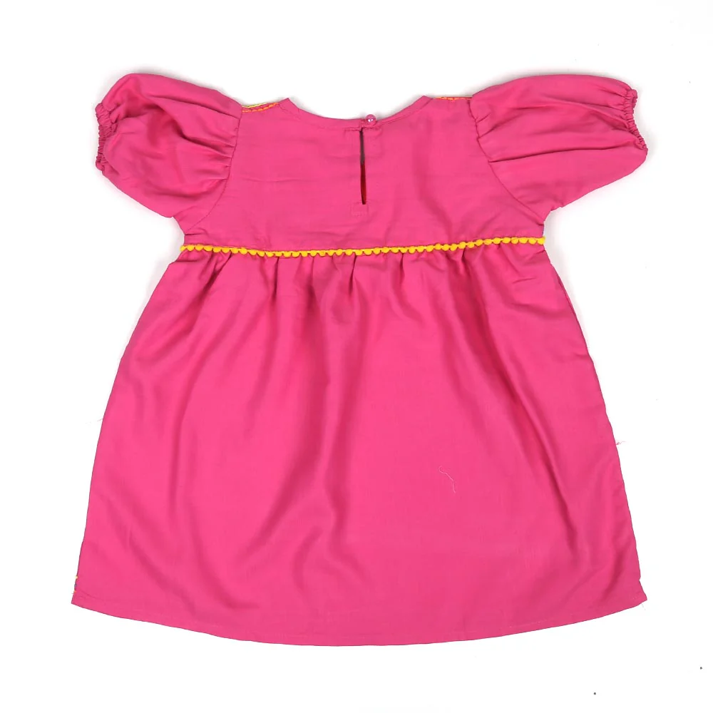 Infant Girls Embroidery Top Neon Lines - Pink - Image 2