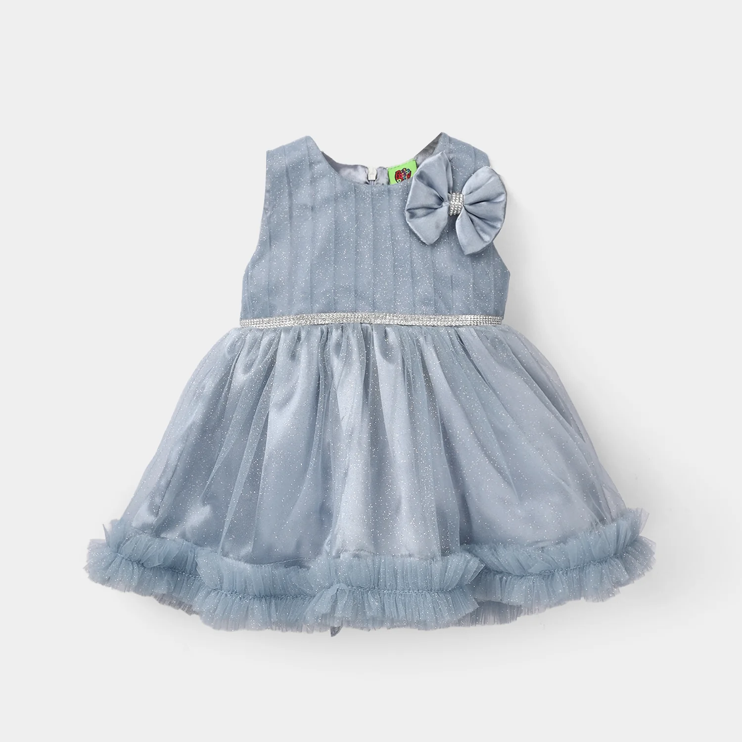 Infant Girls Net Fancy Frock - Grey