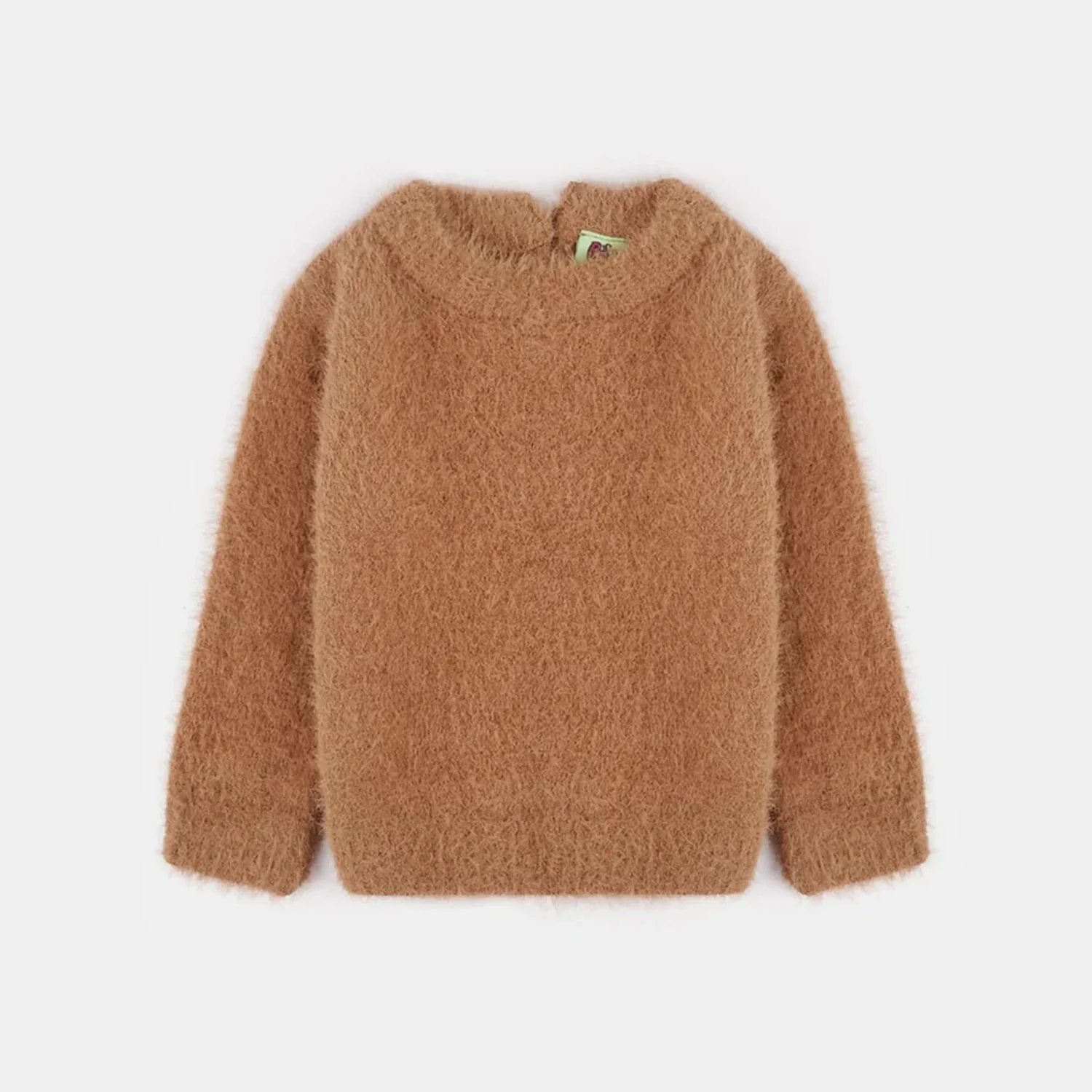 Infant Girls Feather yarn Sweater-Feather- Brown
