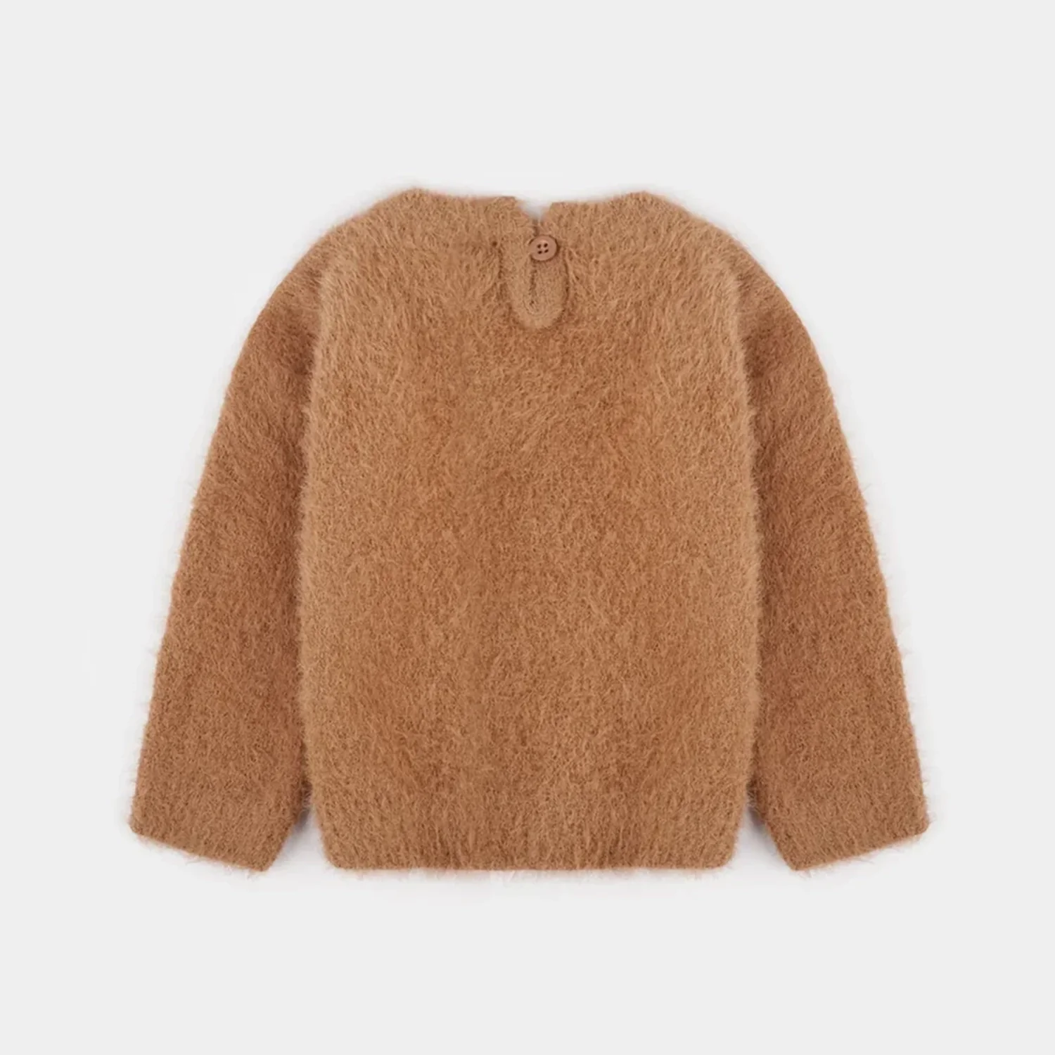 Infant Girls Feather yarn Sweater-Feather- Brown - Image 3